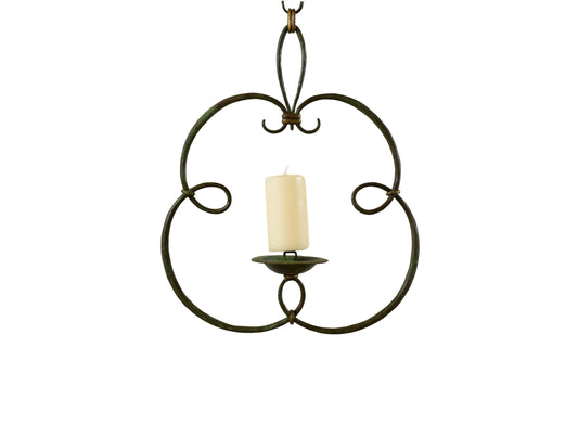 French Antique Wrought Iron Lantern Hanging Candle Holder Lamp
