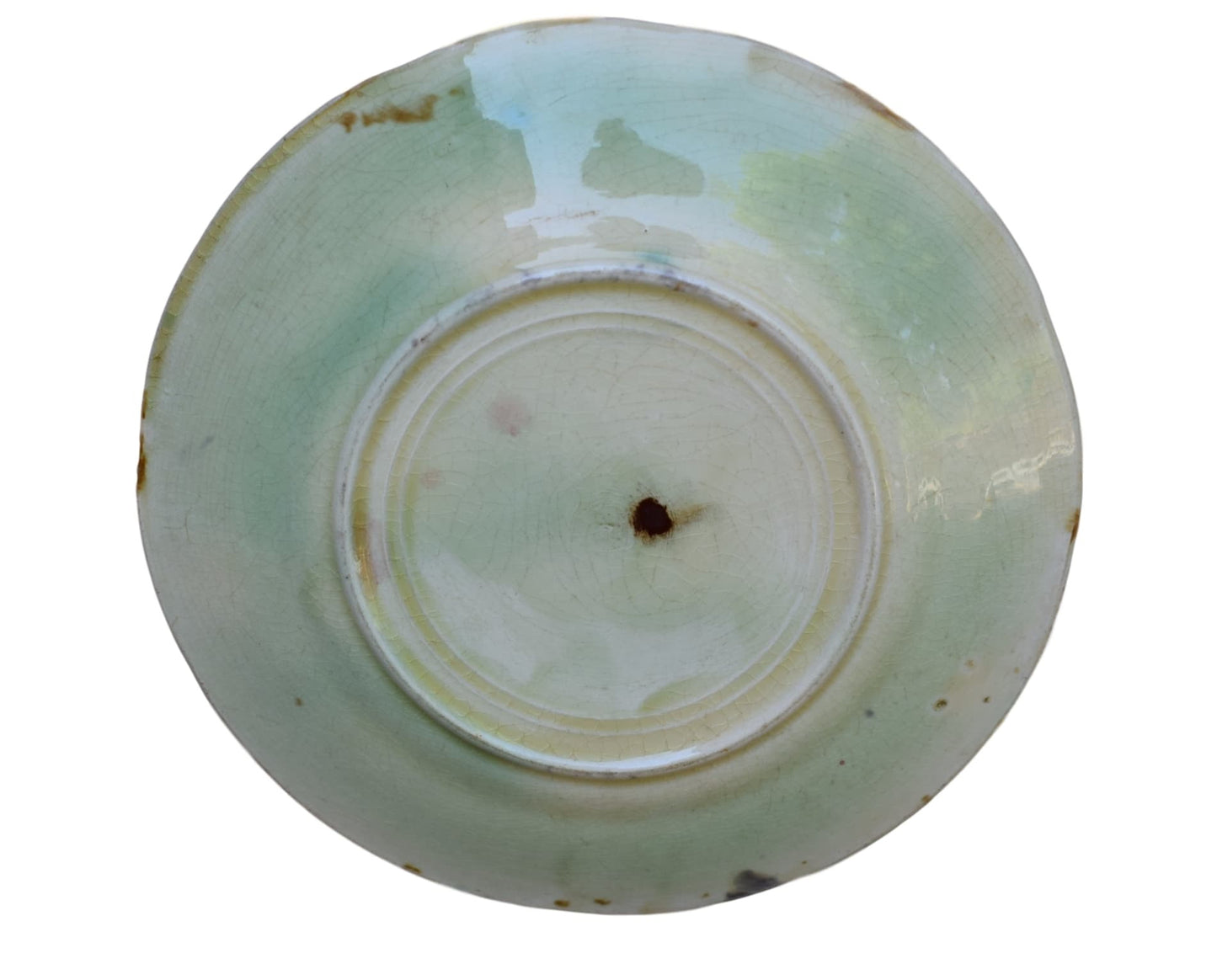 French Antique Majolica Saint Joan of Arc Wall Plate - Charmantiques