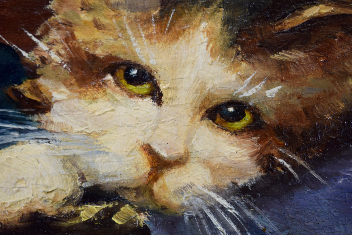 Kitten Oil Painting on Wood Panel After Leon Huber