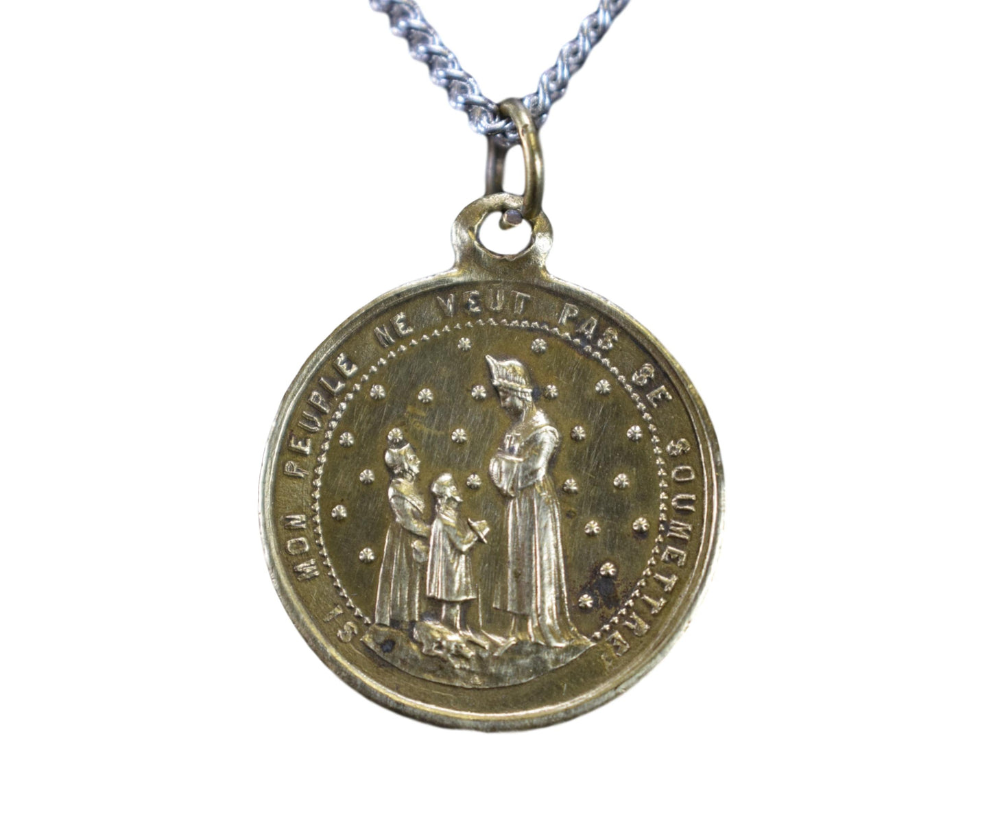 Antique French Our Lady Of La Salette Medal Pendant Charm