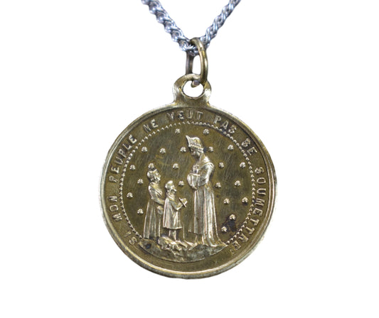 Antique French Our Lady Of La Salette Medal Pendant Charm