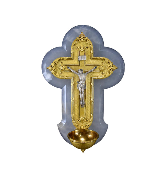 Gold and White Holy Water Font - Charmantiques