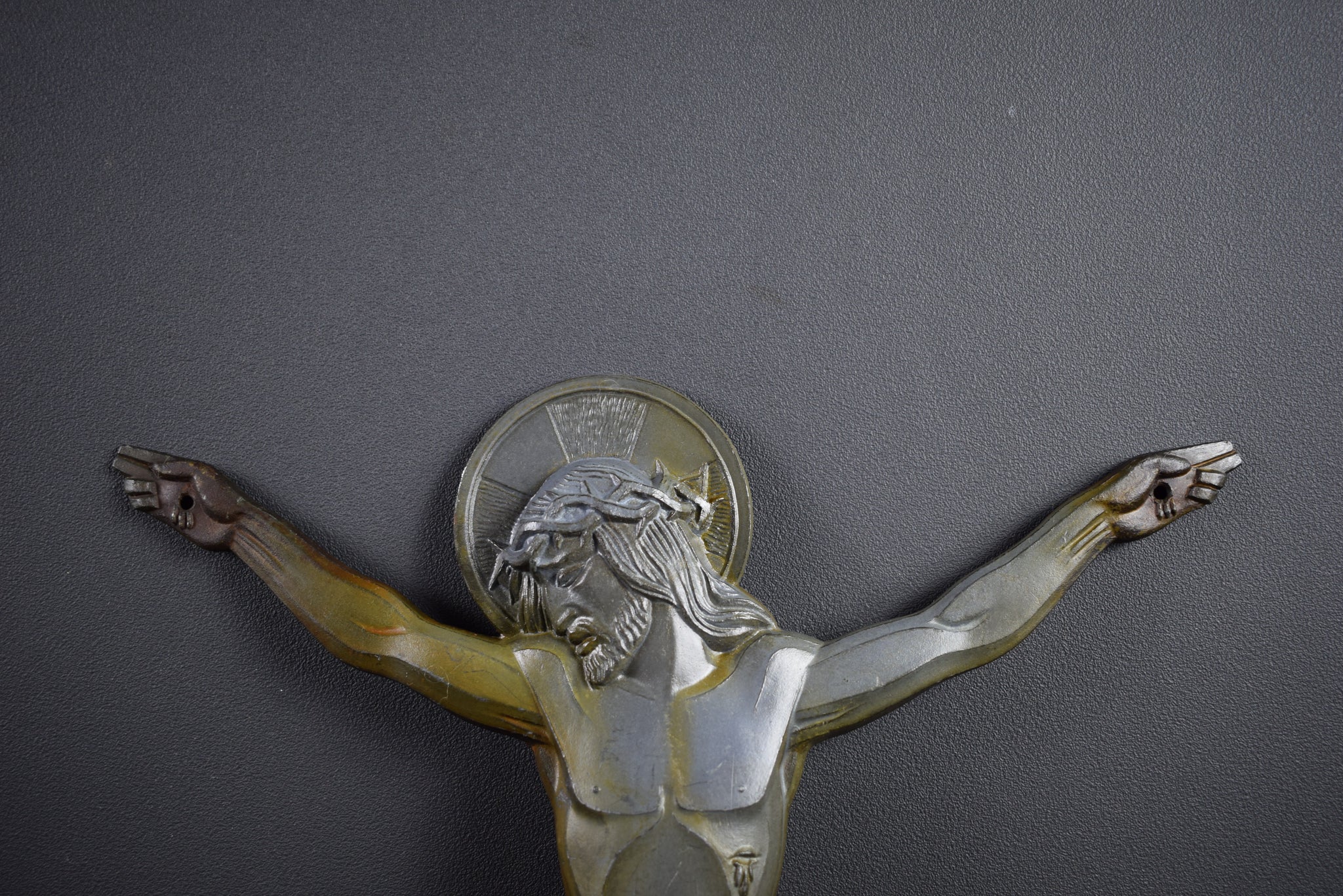 Art Deco Bronze Wall Crucifix Marmora