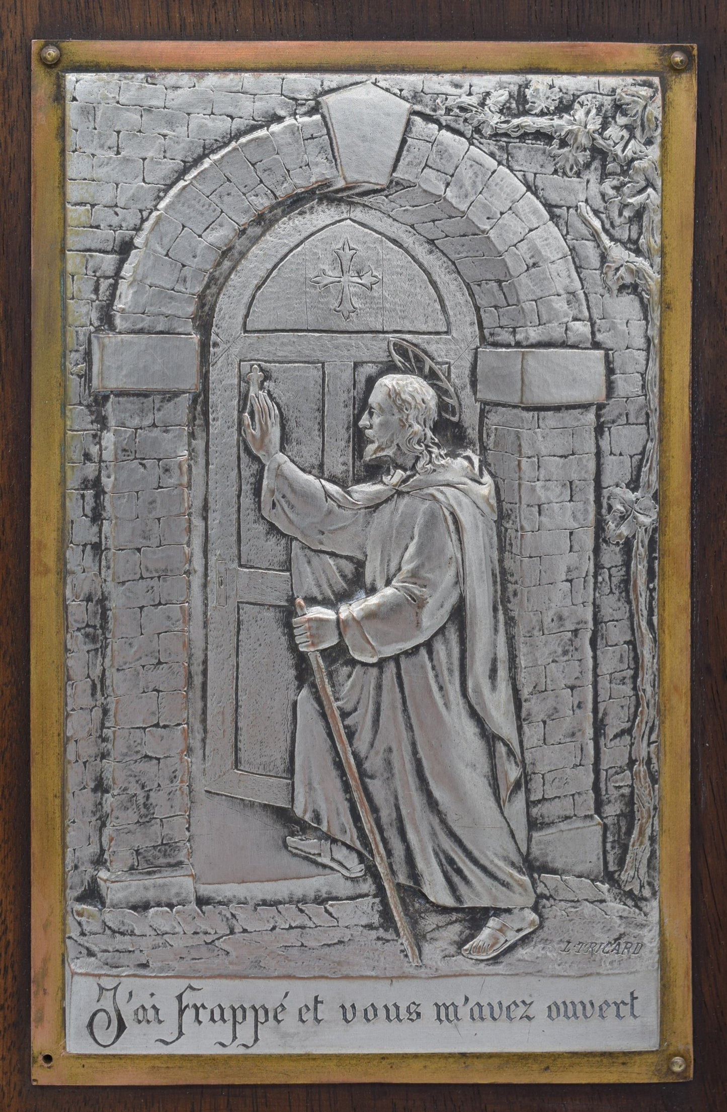 Jesus Christ by L Tricard Standing Plaque Frame Matthew 7:7
