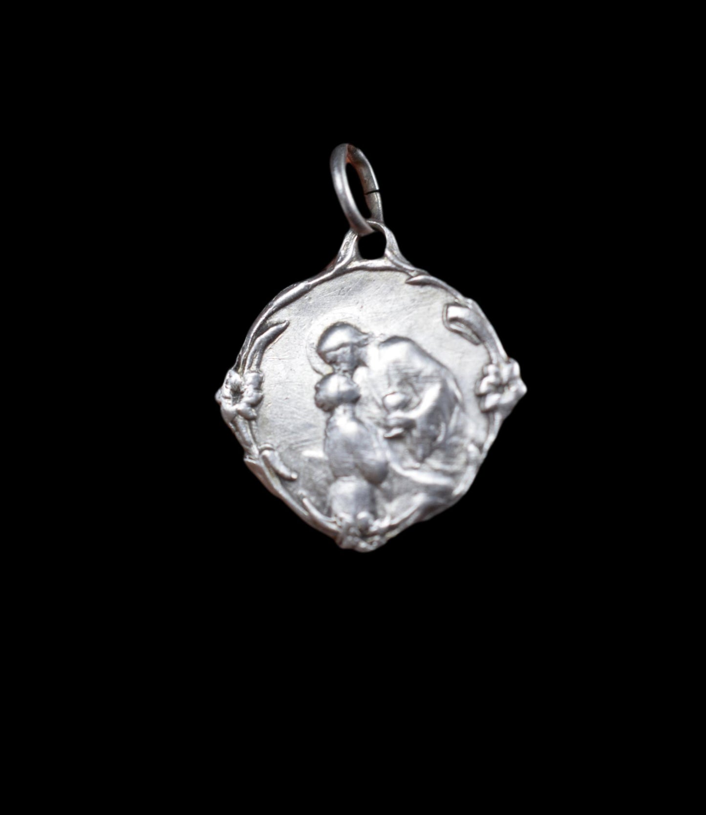 Vintage Art Nouveau Silver Communion Medal