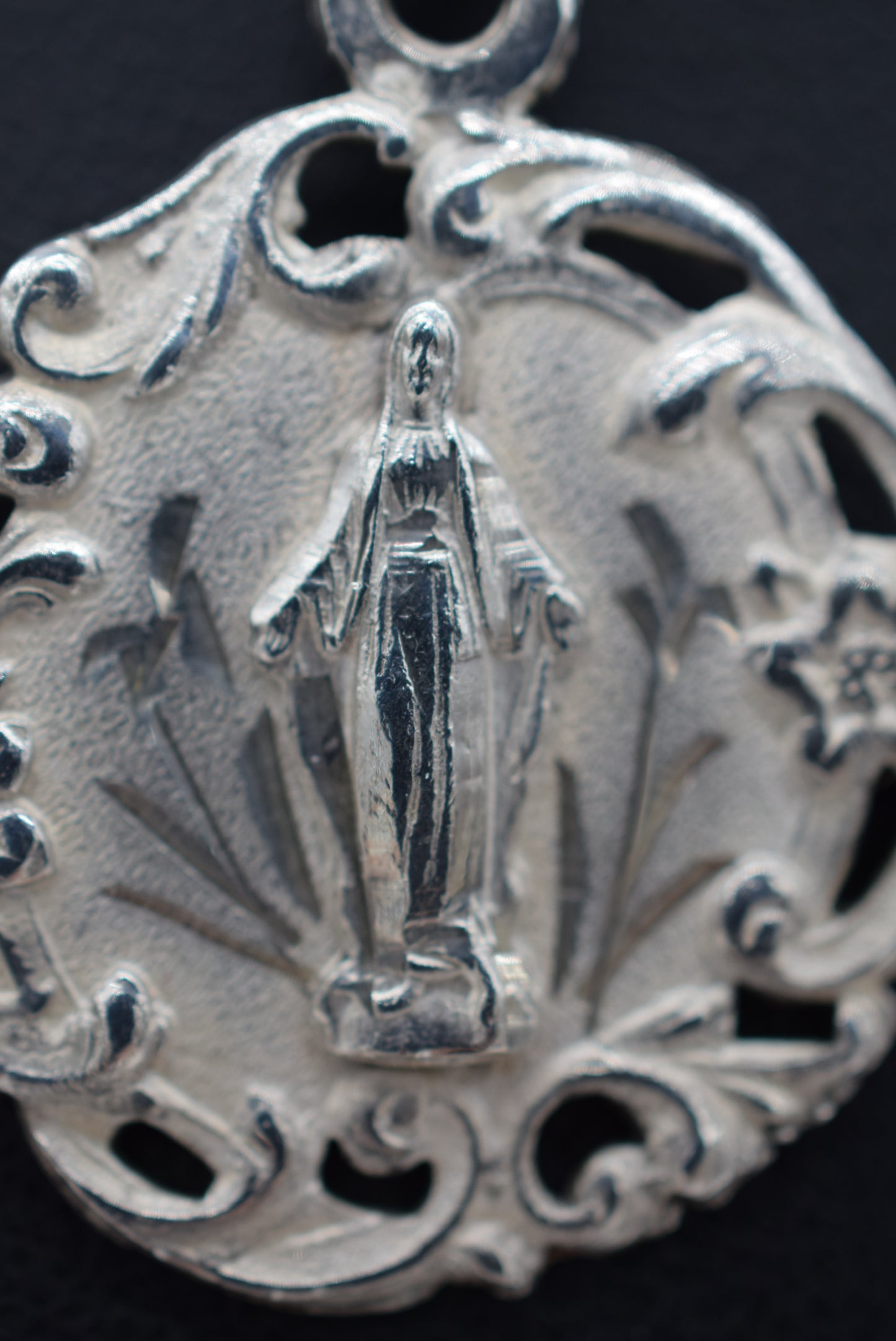 French Vintage Sterling Silver Mary Medal