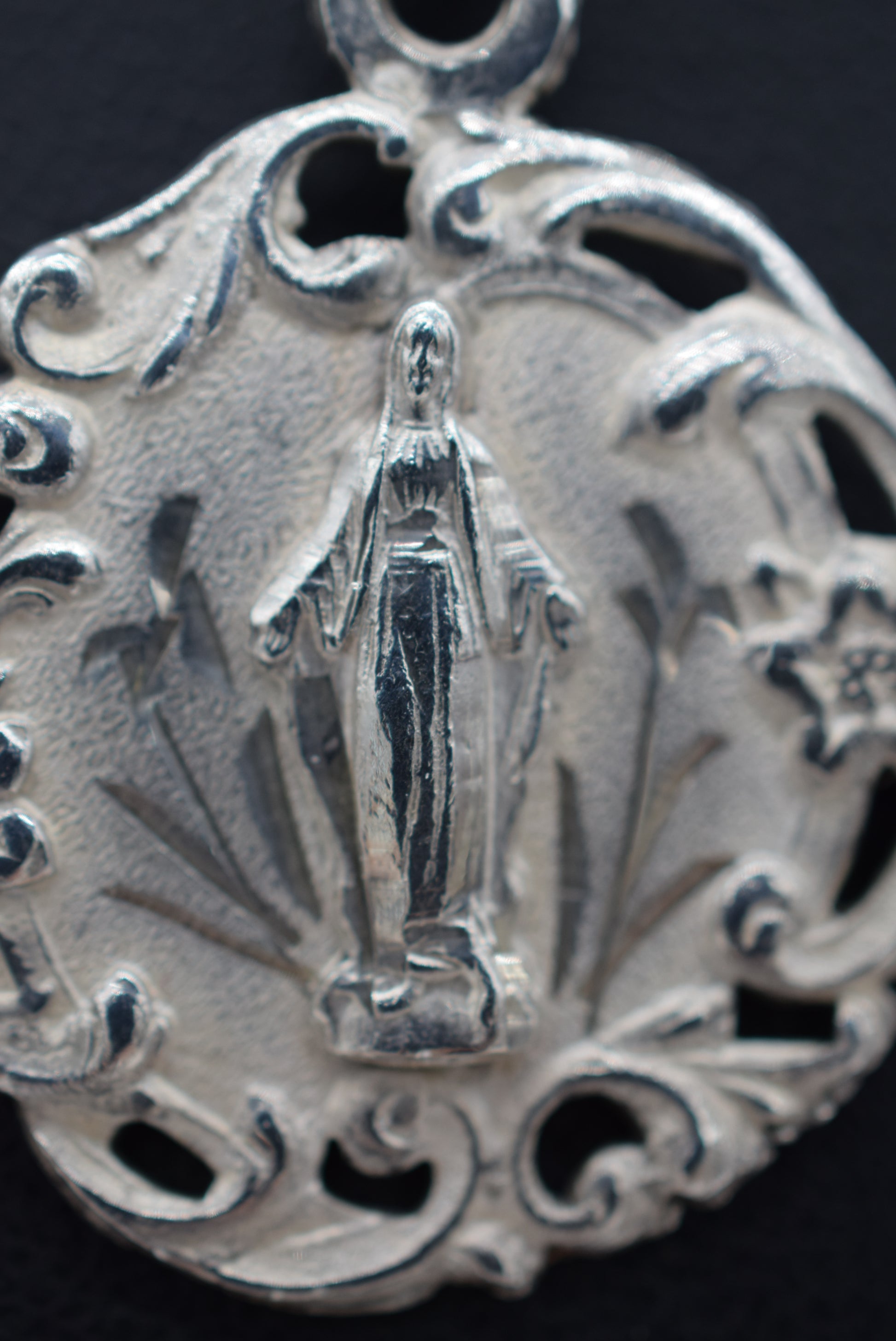French Vintage Sterling Silver Mary Medal