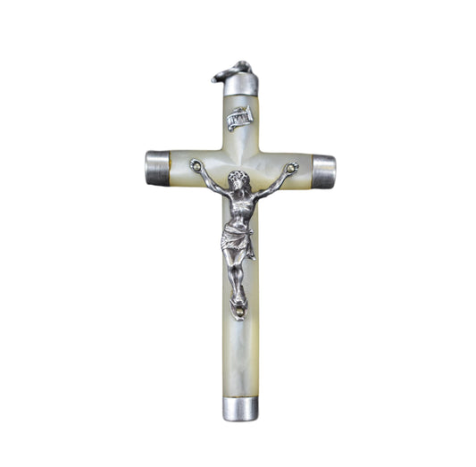 Sterling Silver & Mop Cross Pendant - Charmantiques