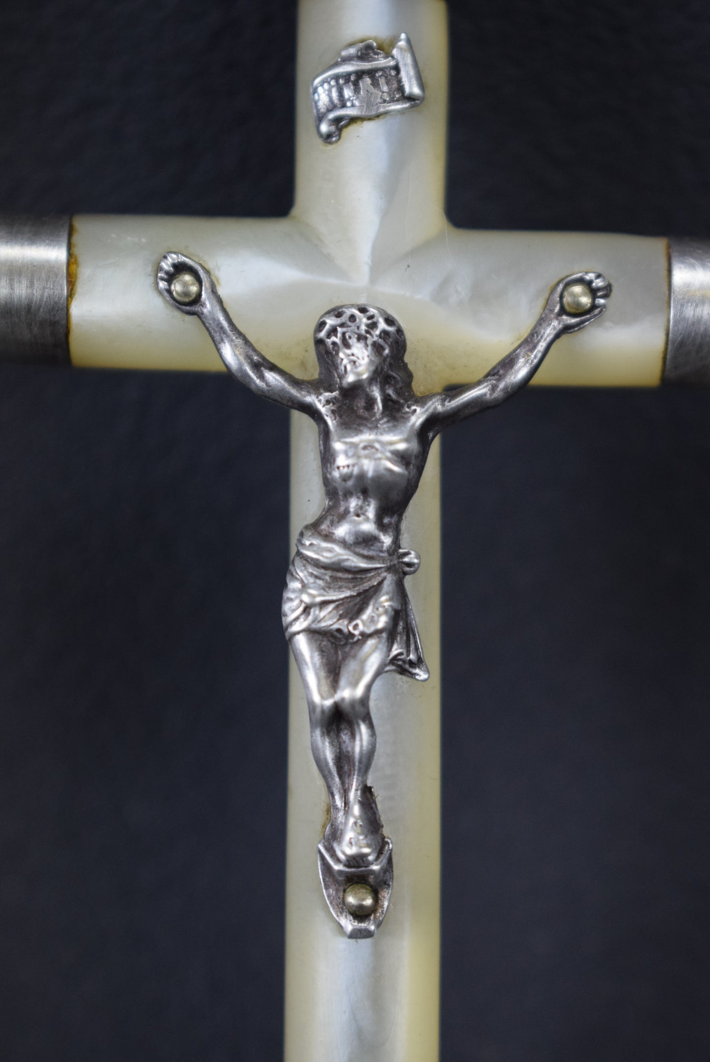 Sterling Silver & Mop Cross Pendant - Charmantiques