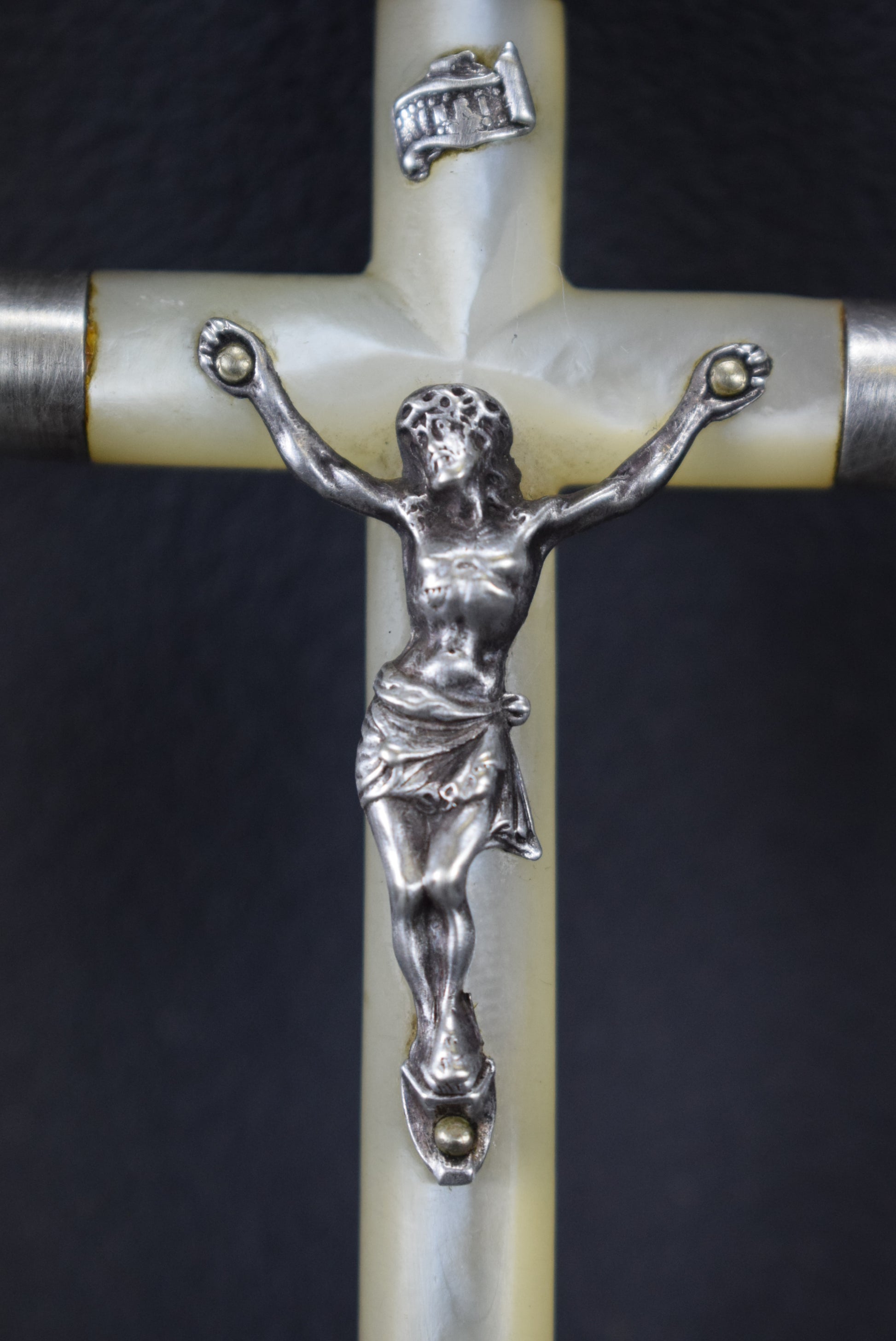 Sterling Silver & Mop Cross Pendant - Charmantiques