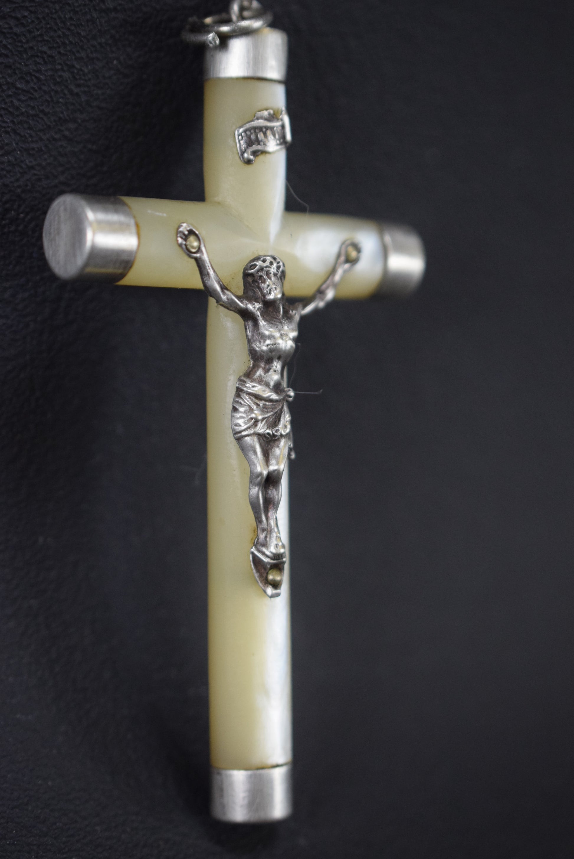 Sterling Silver & Mop Cross Pendant - Charmantiques