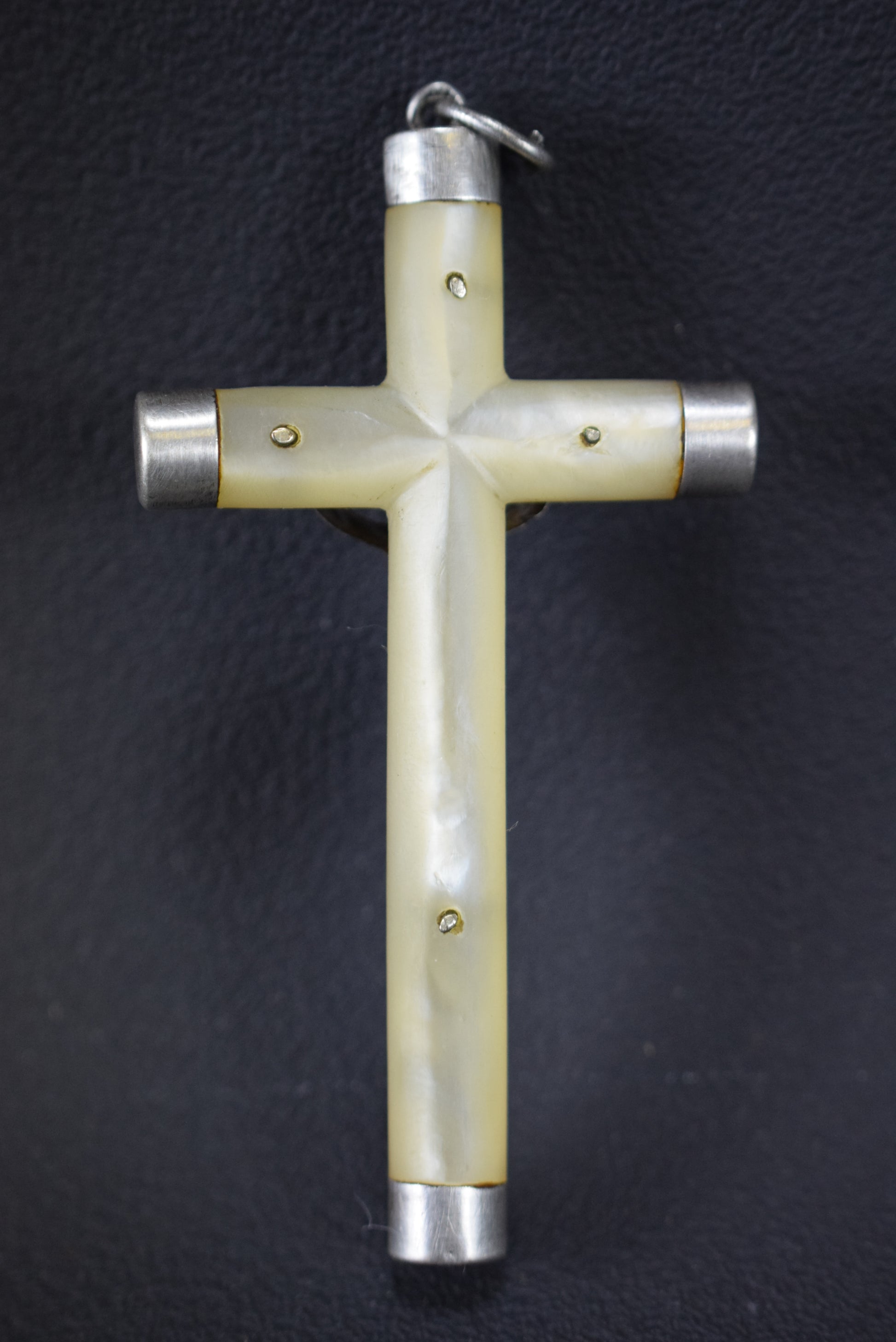 Sterling Silver & Mop Cross Pendant - Charmantiques