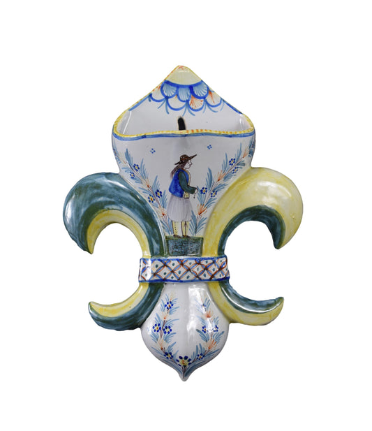 Quimper Wall Pocket Fleur de Lis Breton