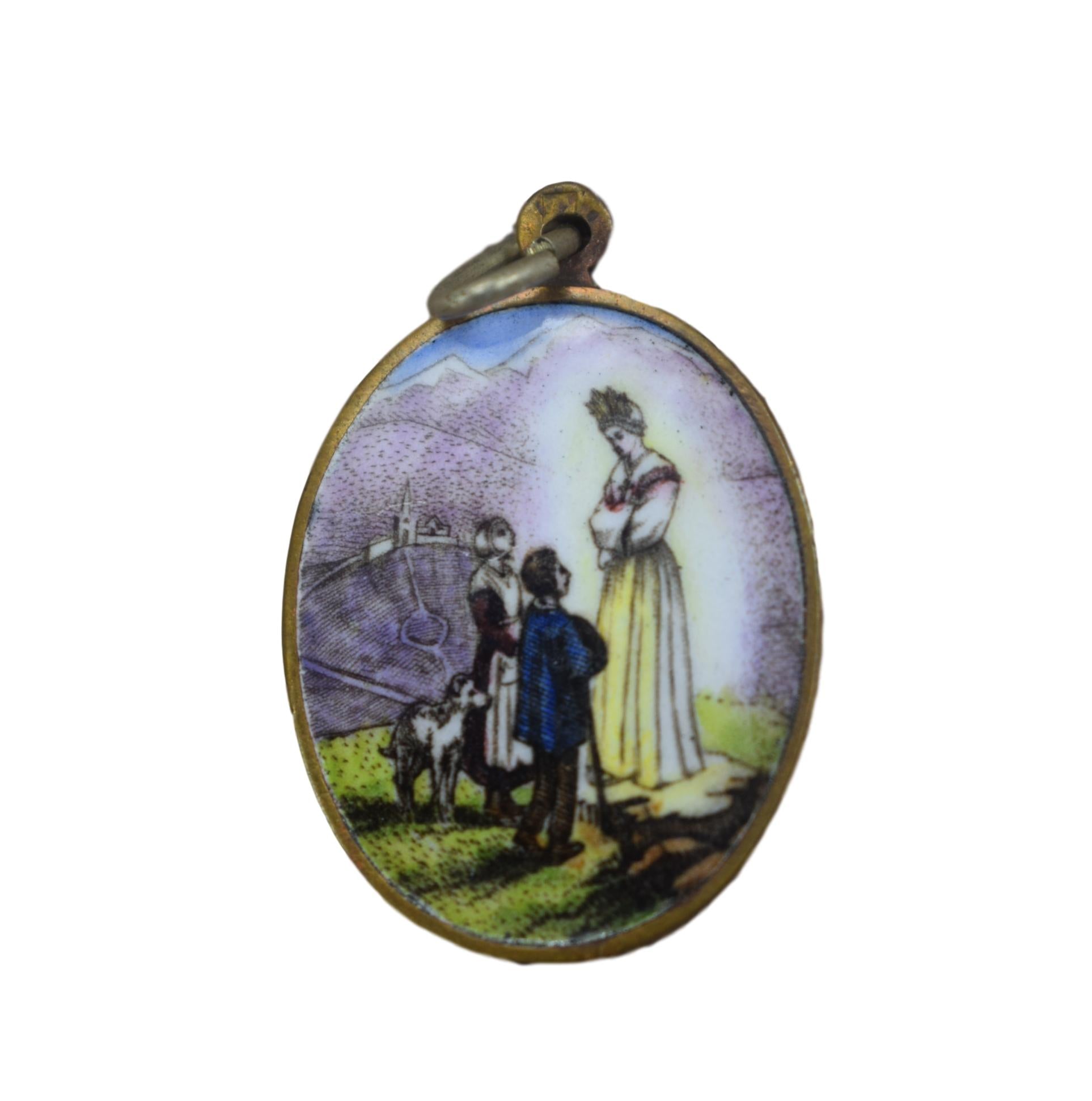 Our Lady Of La Salette Enamel Medal - Charmantiques