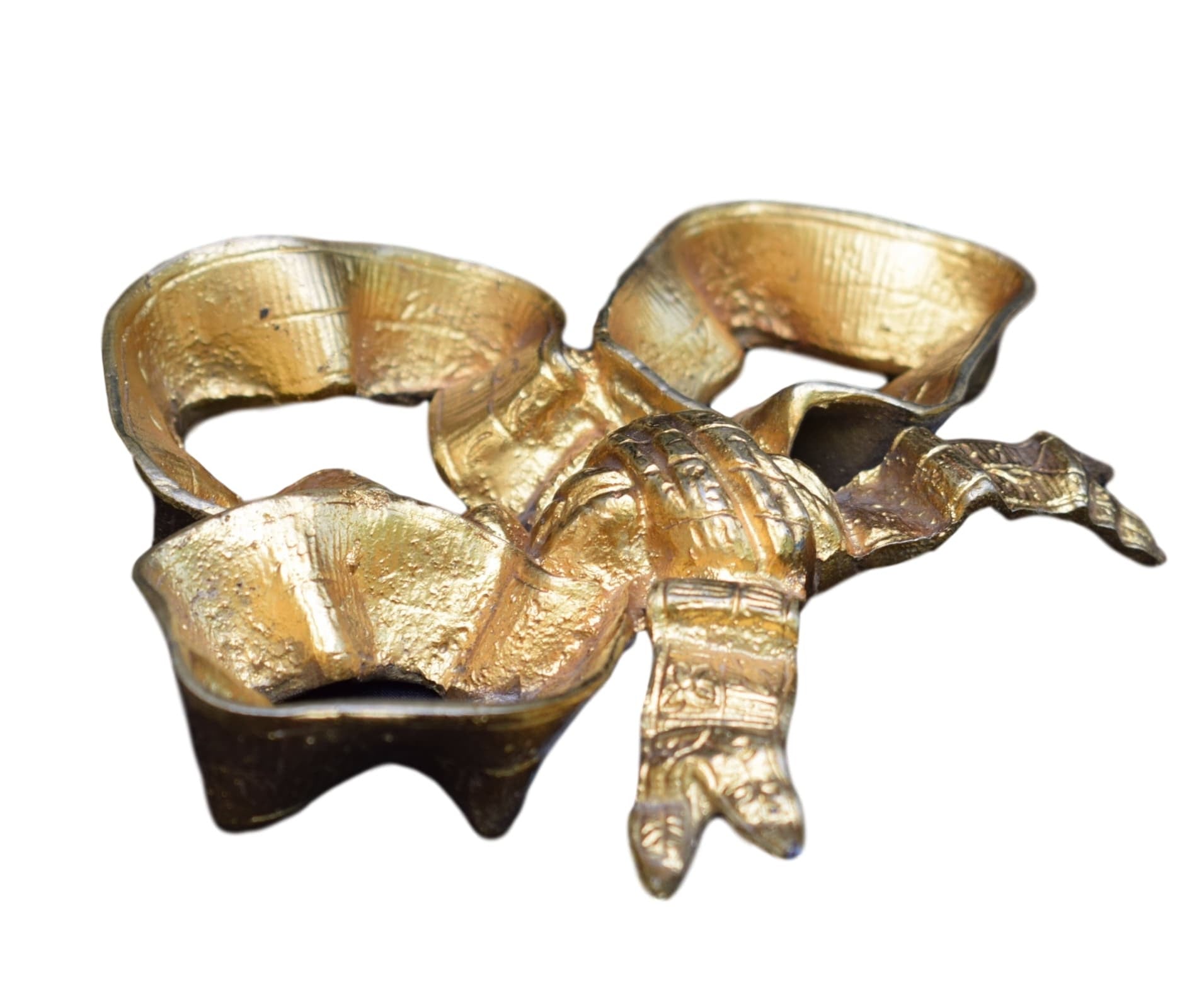 French Antique Ormolu Bronze Bow Pediment - Charmantiques
