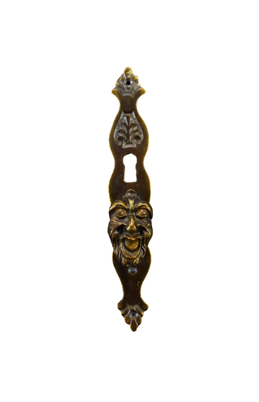 Vintage Bronze Green Man Face Keyhole