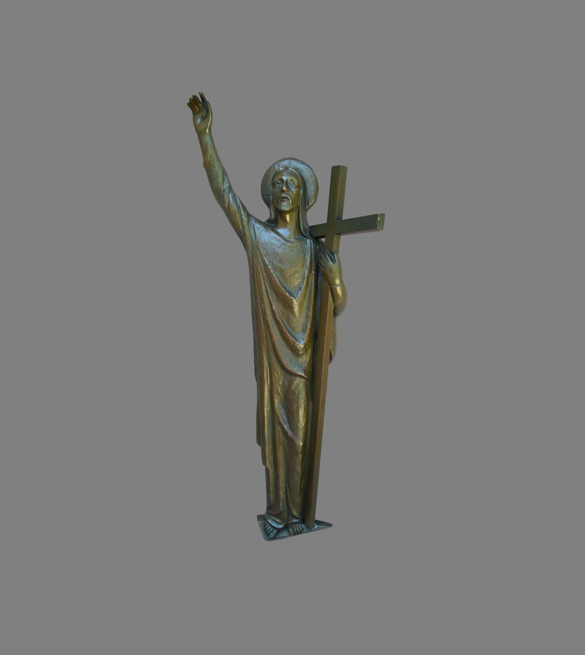 Art Deco Bronze Jesus Statue - Charmantiques
