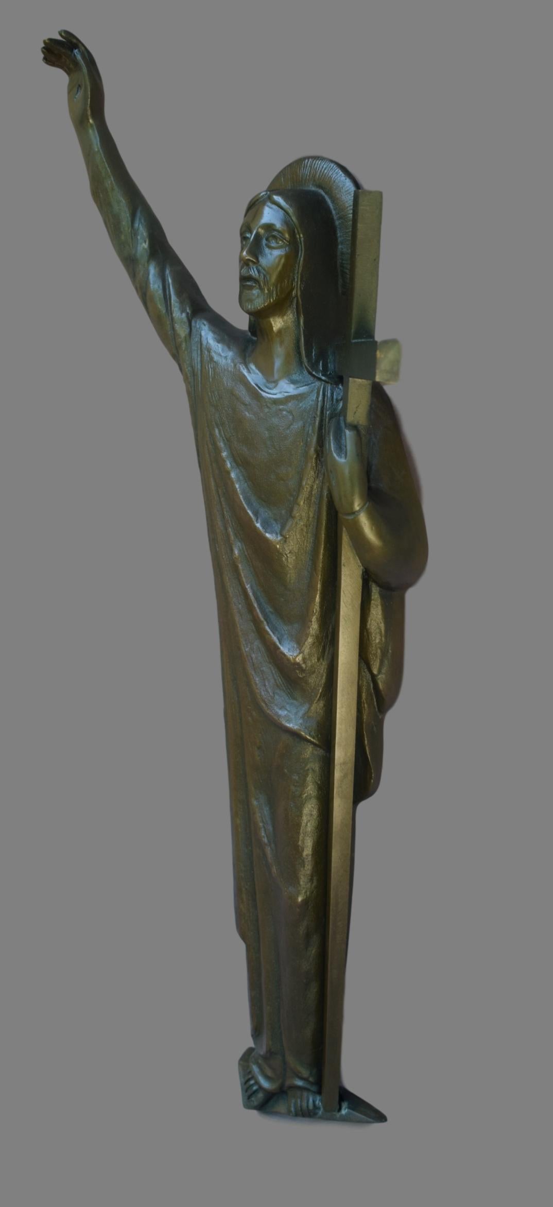 Art Deco Bronze Jesus Statue - Charmantiques