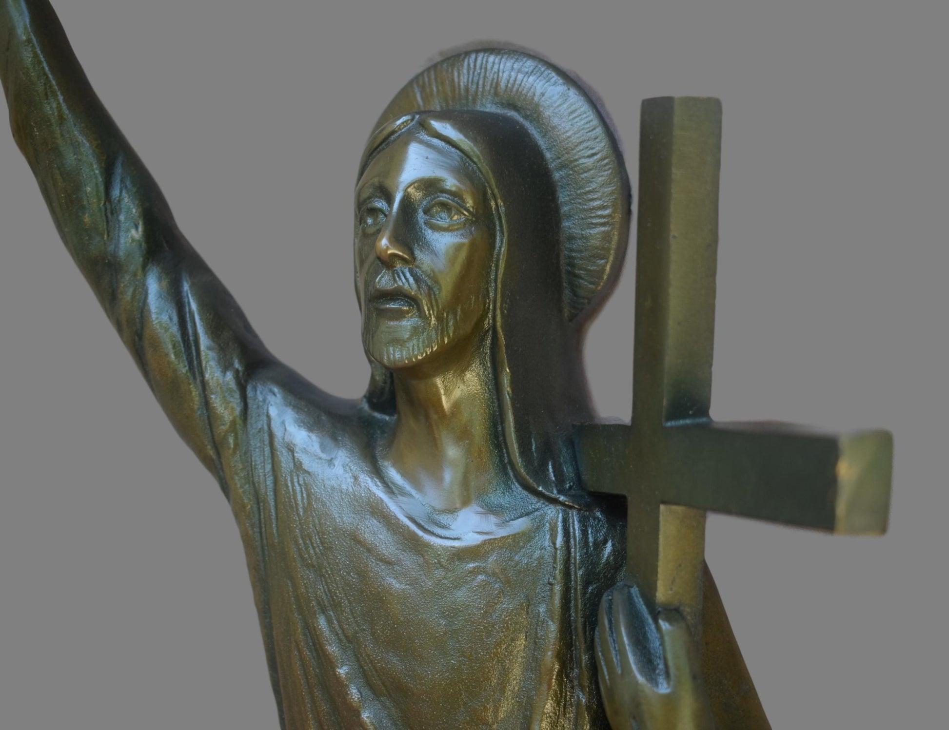 Art Deco Bronze Jesus Statue - Charmantiques