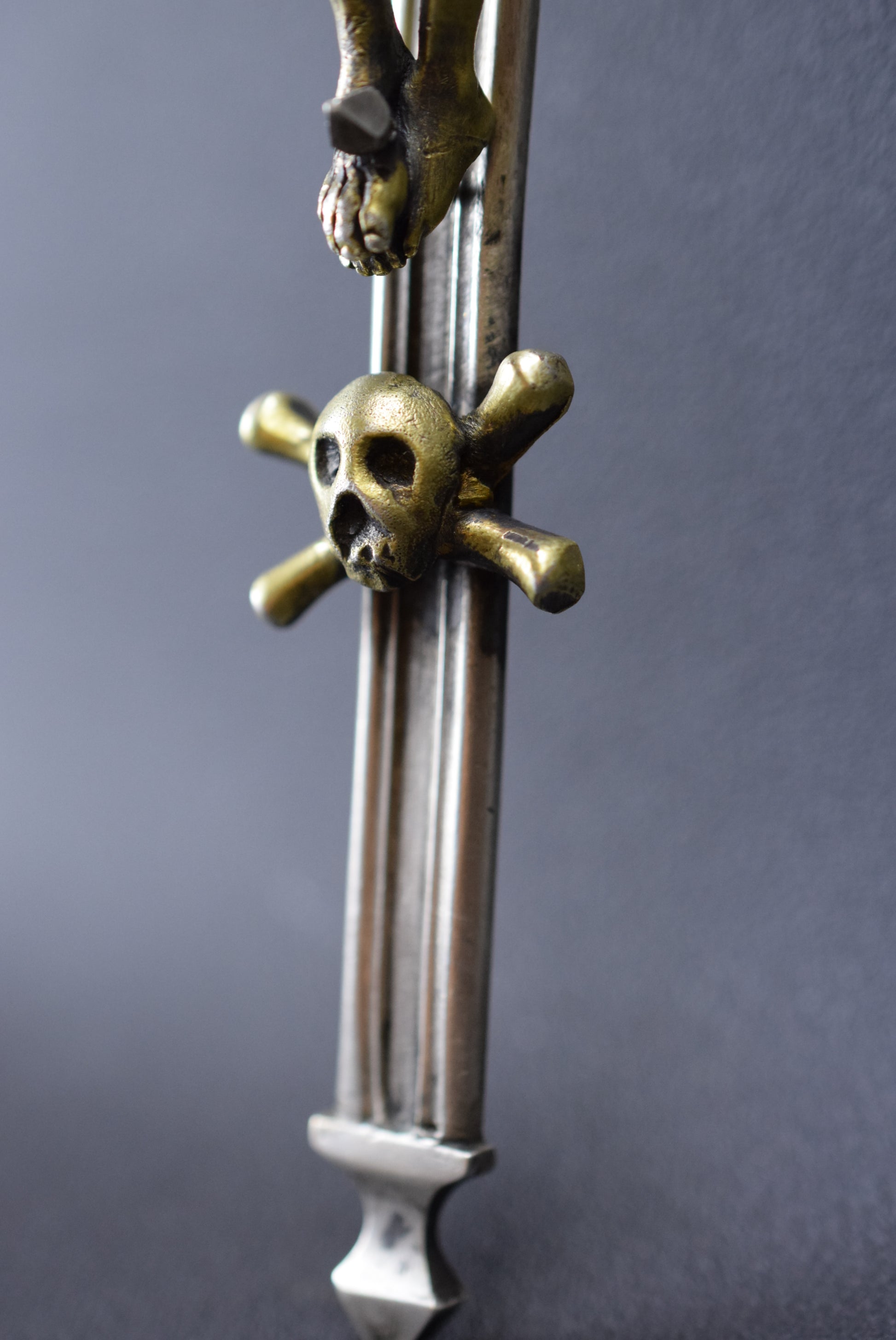 RARE Antique French 19th.C Bronze Wall Crucifix Cross