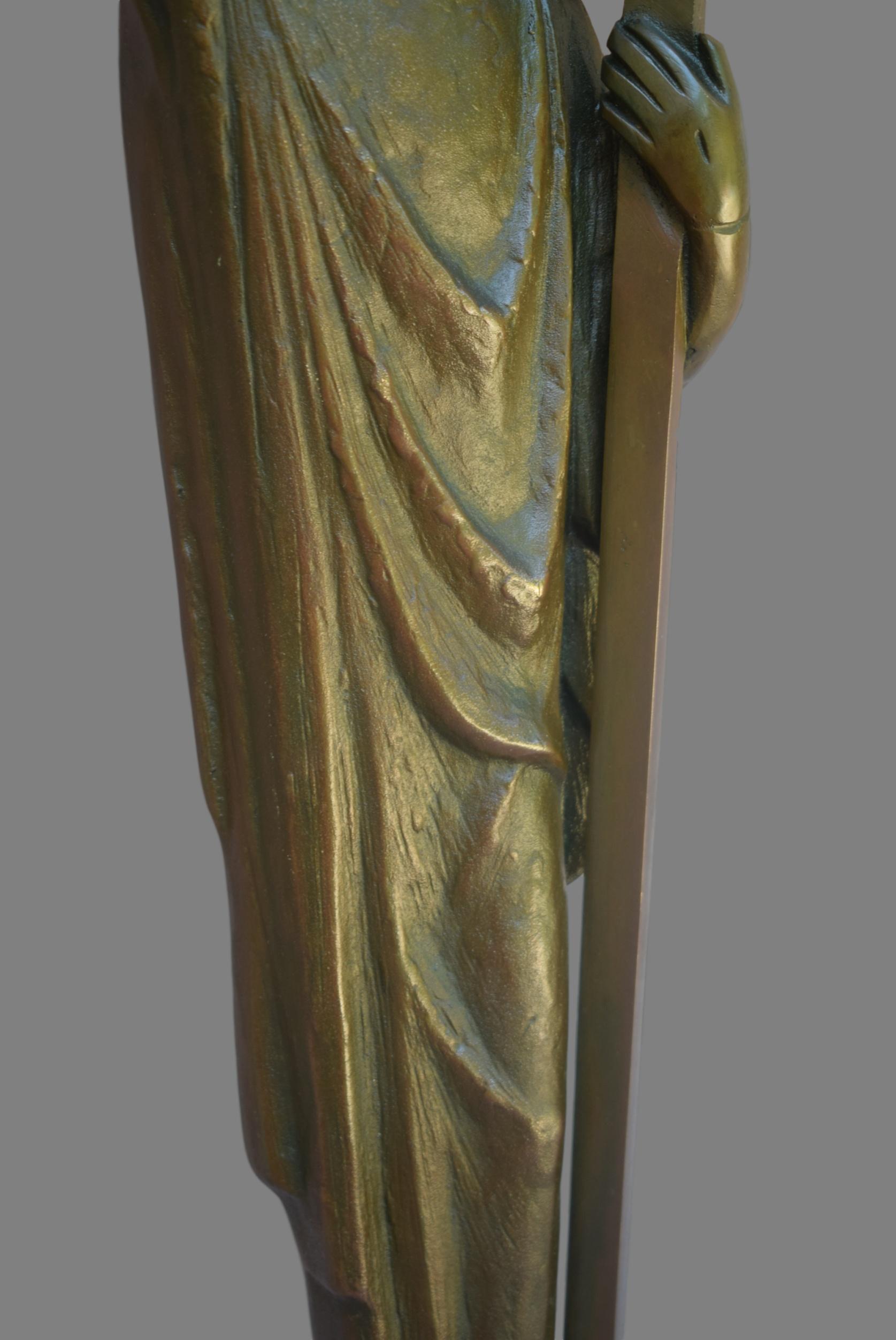 Art Deco Bronze Jesus Statue - Charmantiques