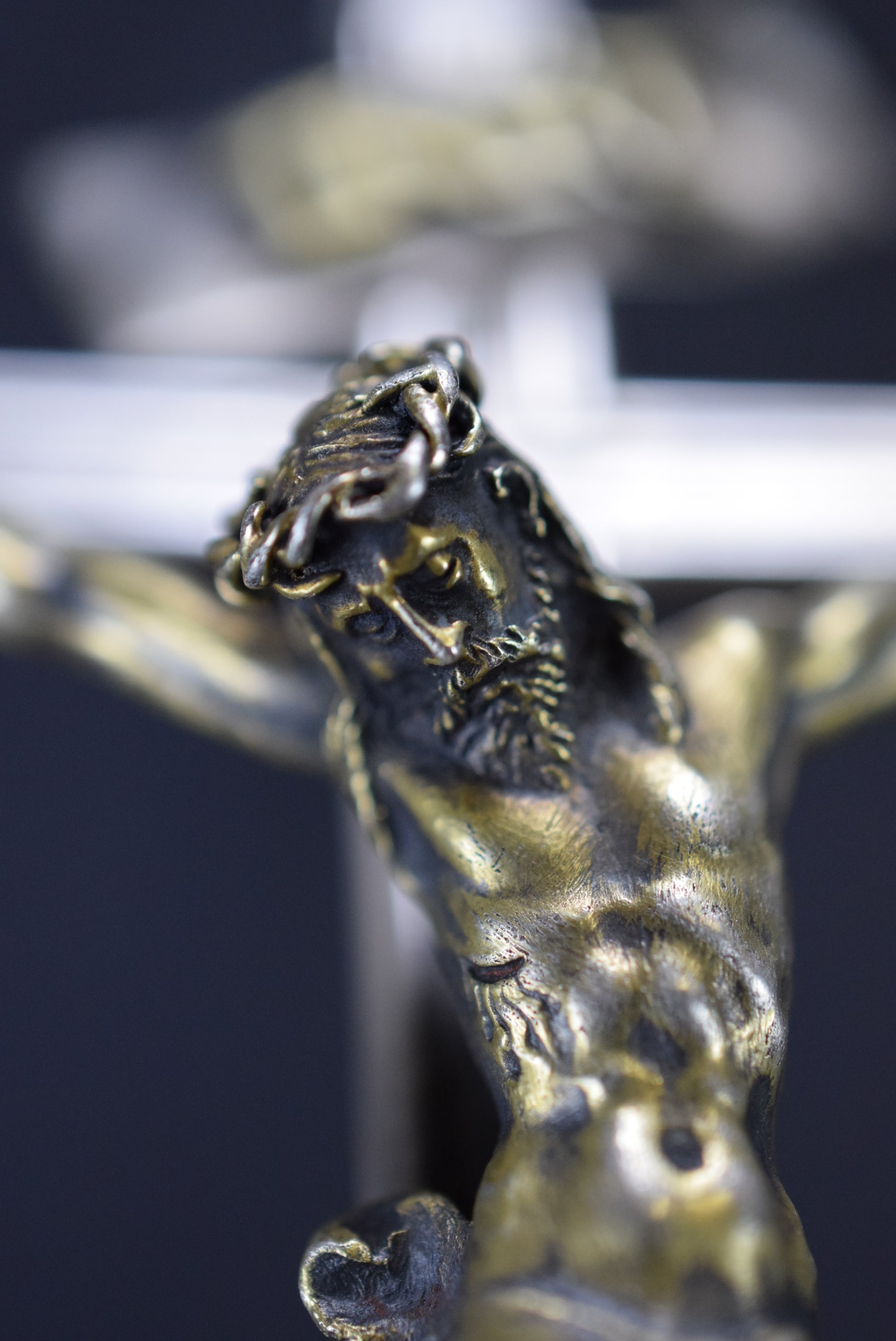RARE Antique French 19th.C Bronze Wall Crucifix Cross