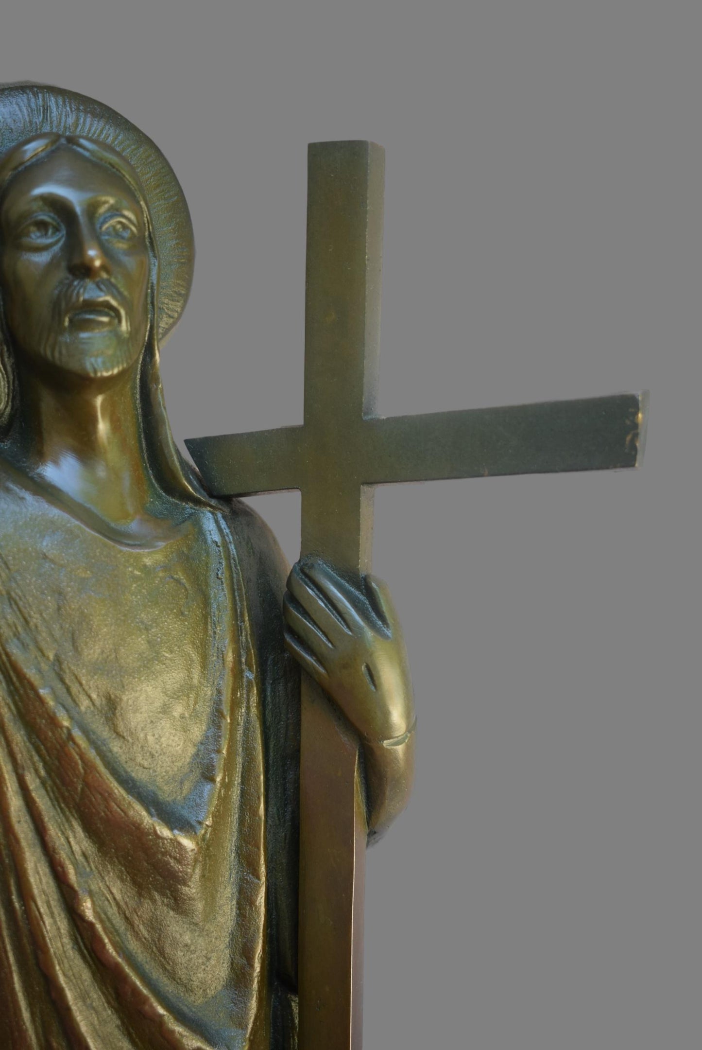 Art Deco Bronze Jesus Statue - Charmantiques