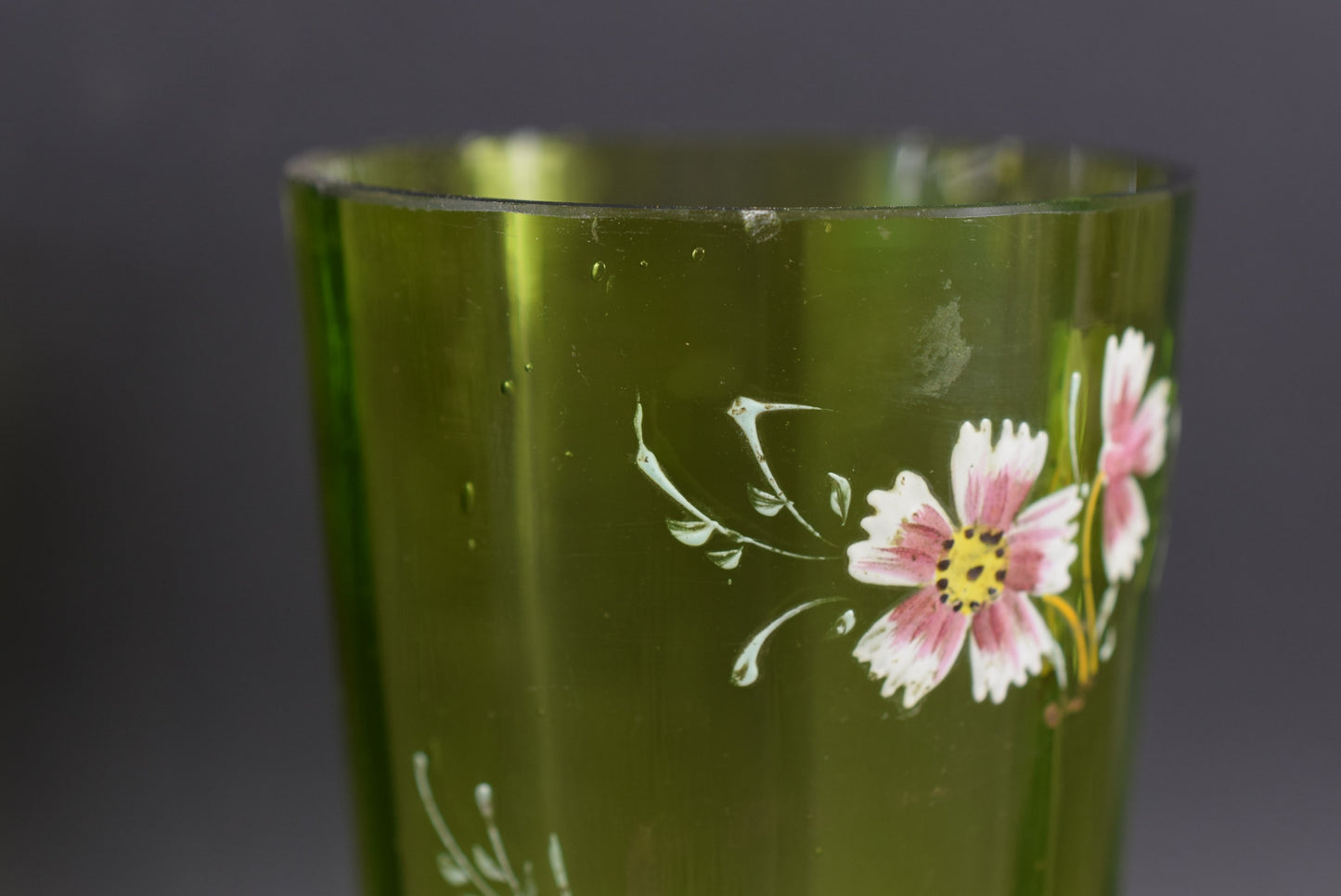 Enameled Green Glass Goblet