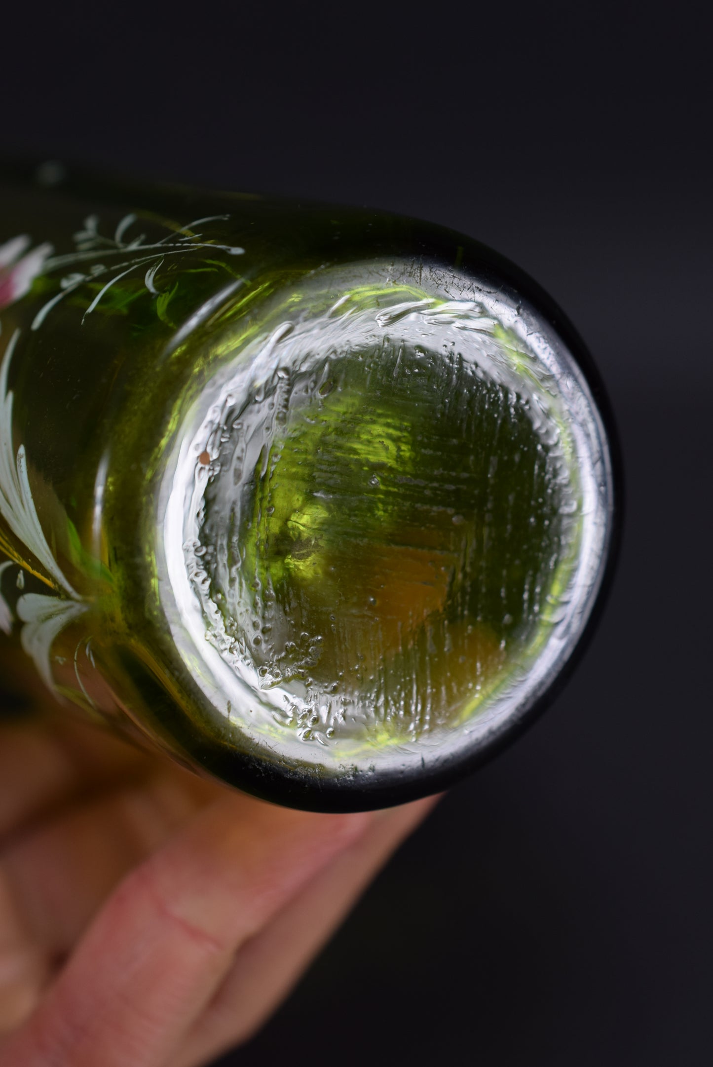Enameled Green Glass Goblet