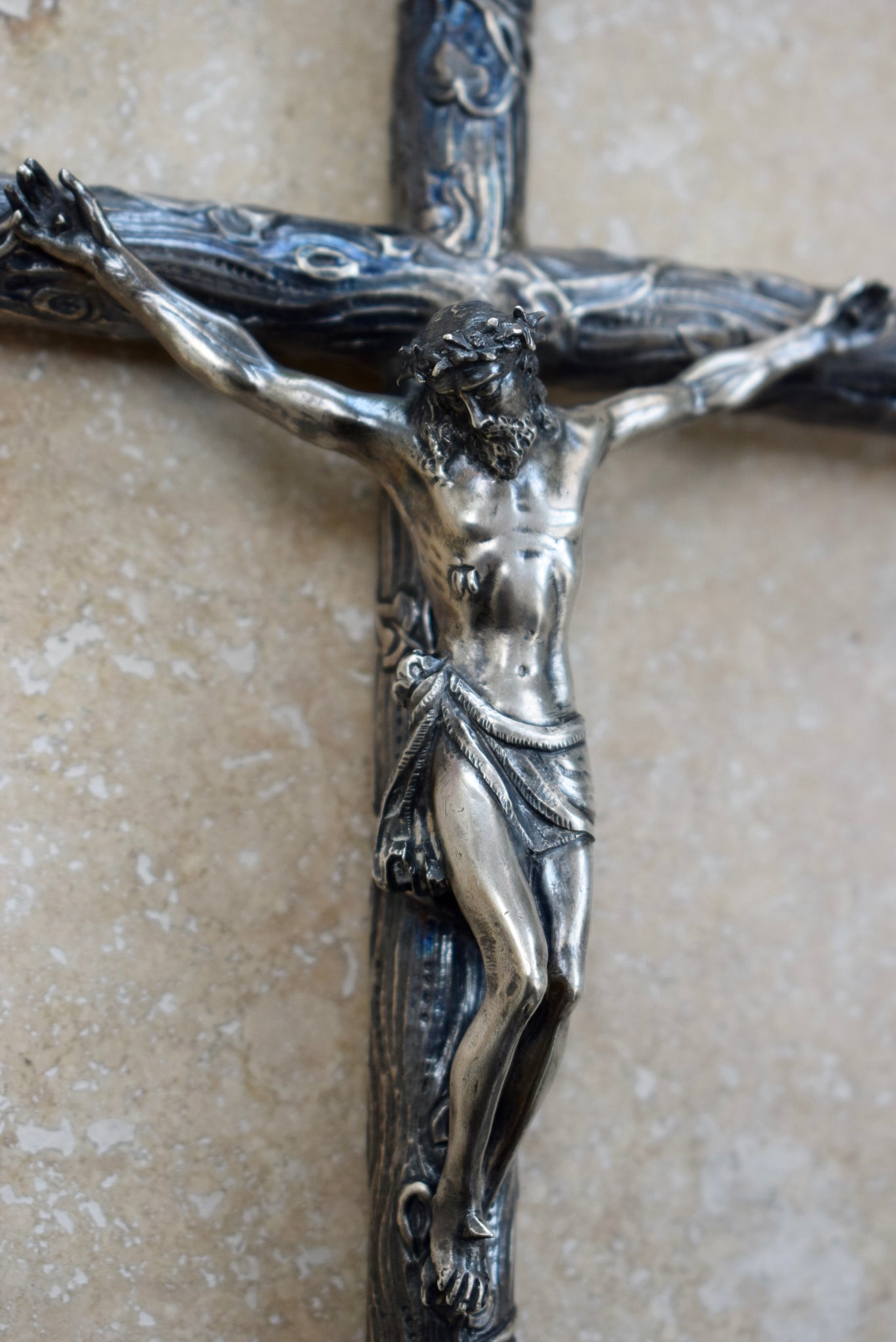 11" Sterling Silver wall Crucifix