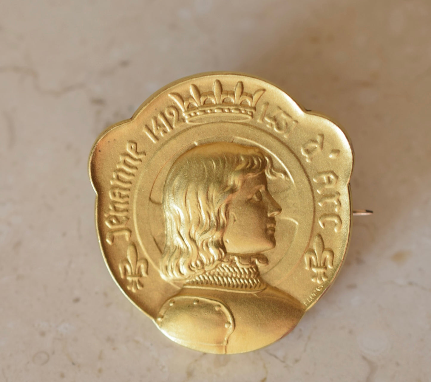 Gold St Joan of Arc Brooch