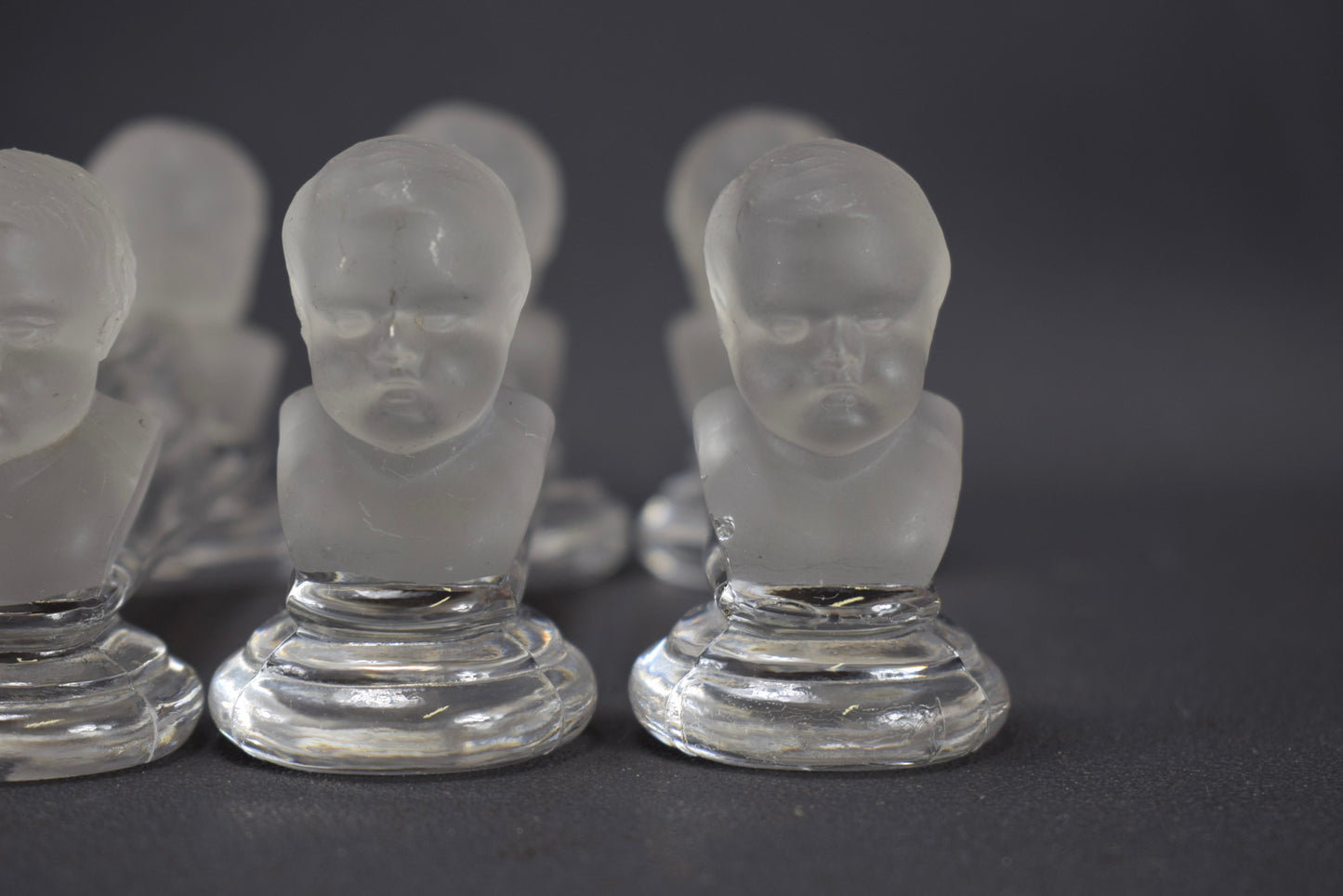 Baccarat Crystal Set of 8 Baby Knife Rests Holders Houdon Child