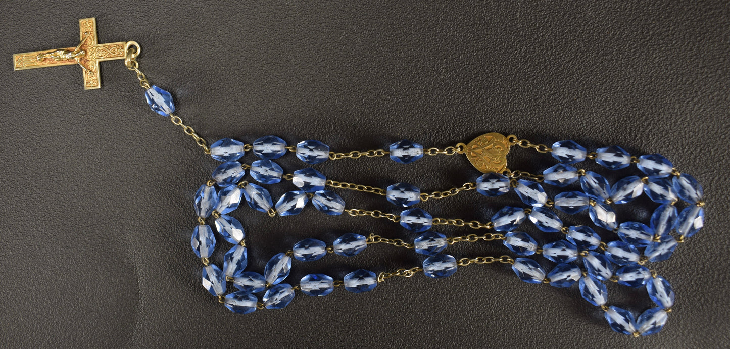 Blue Oval Beads Rosary