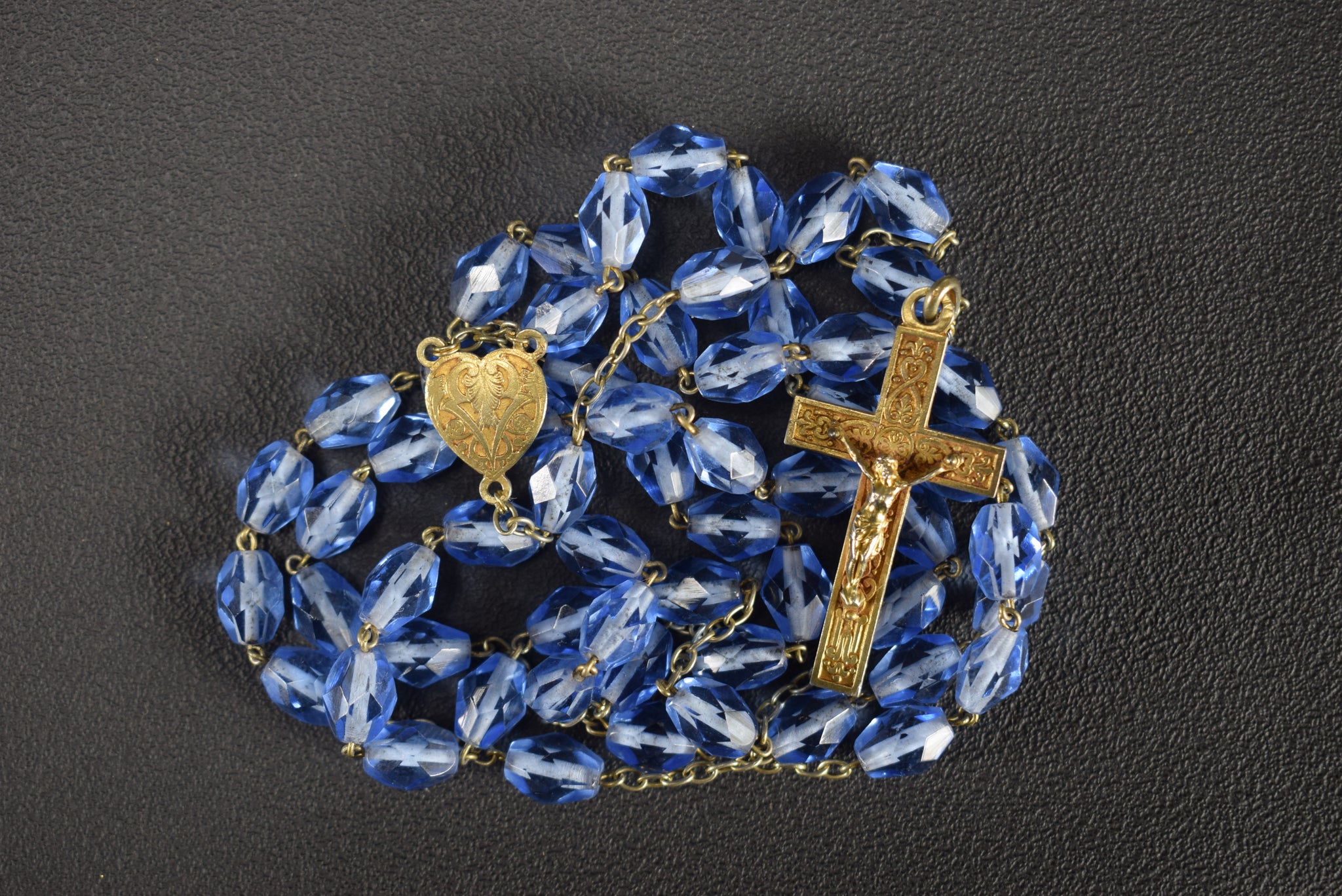 Blue Oval Beads Rosary