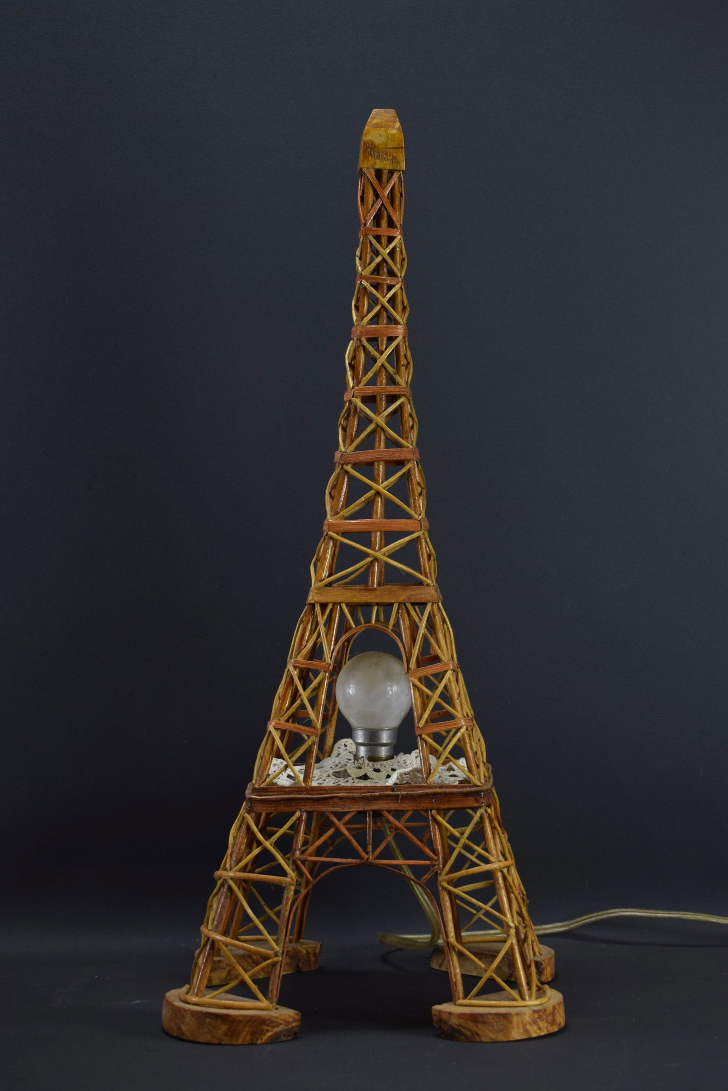 Eiffel Tower Wood Statue Lamp, France Souvenir Building Architectural Model, Parisian Landmark