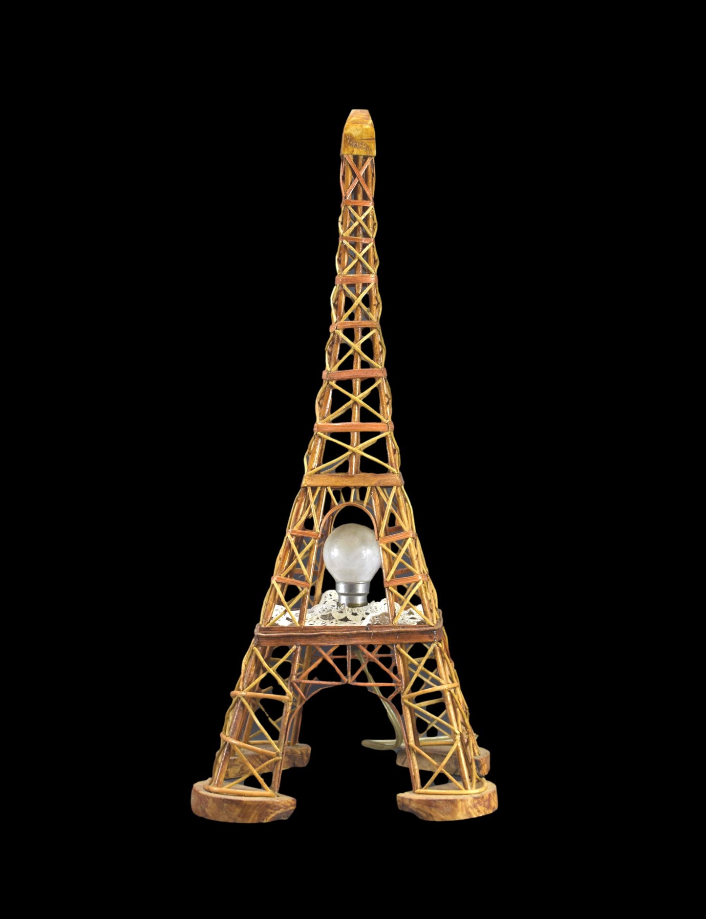 Eiffel Tower Wood Statue Lamp, France Souvenir Building Architectural Model, Parisian Landmark
