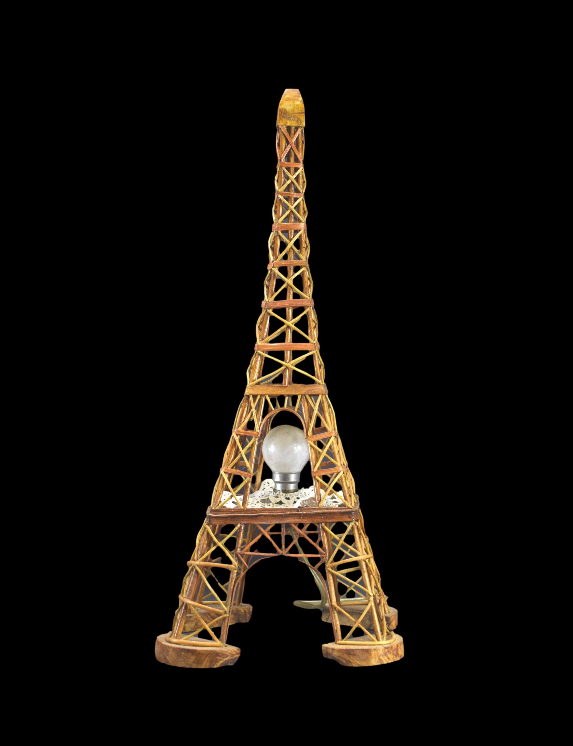 Eiffel Tower Wood Statue Lamp, France Souvenir Building Architectural Model, Parisian Landmark