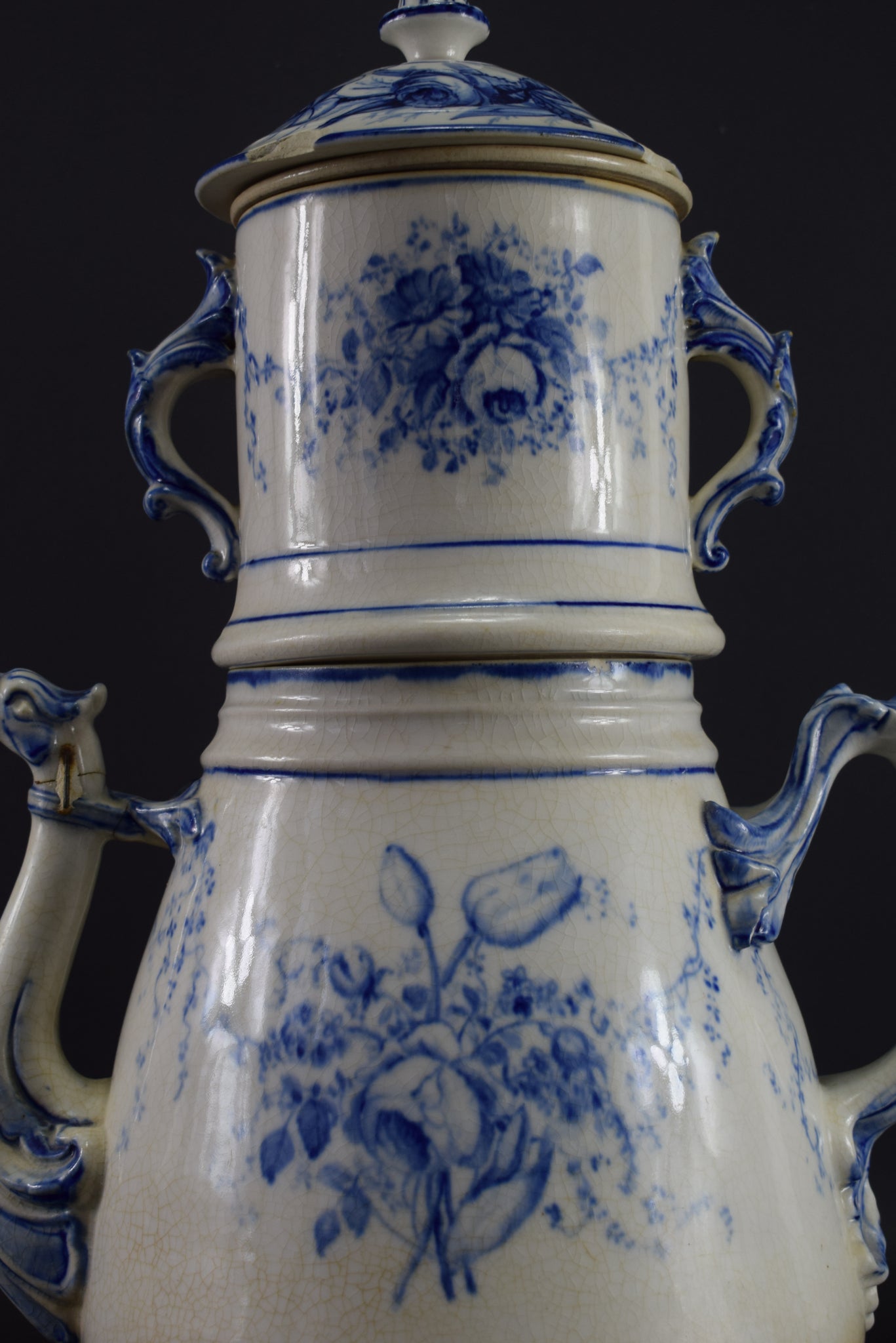 Vintage French Antique Rare large earthenware coffee pot 19th