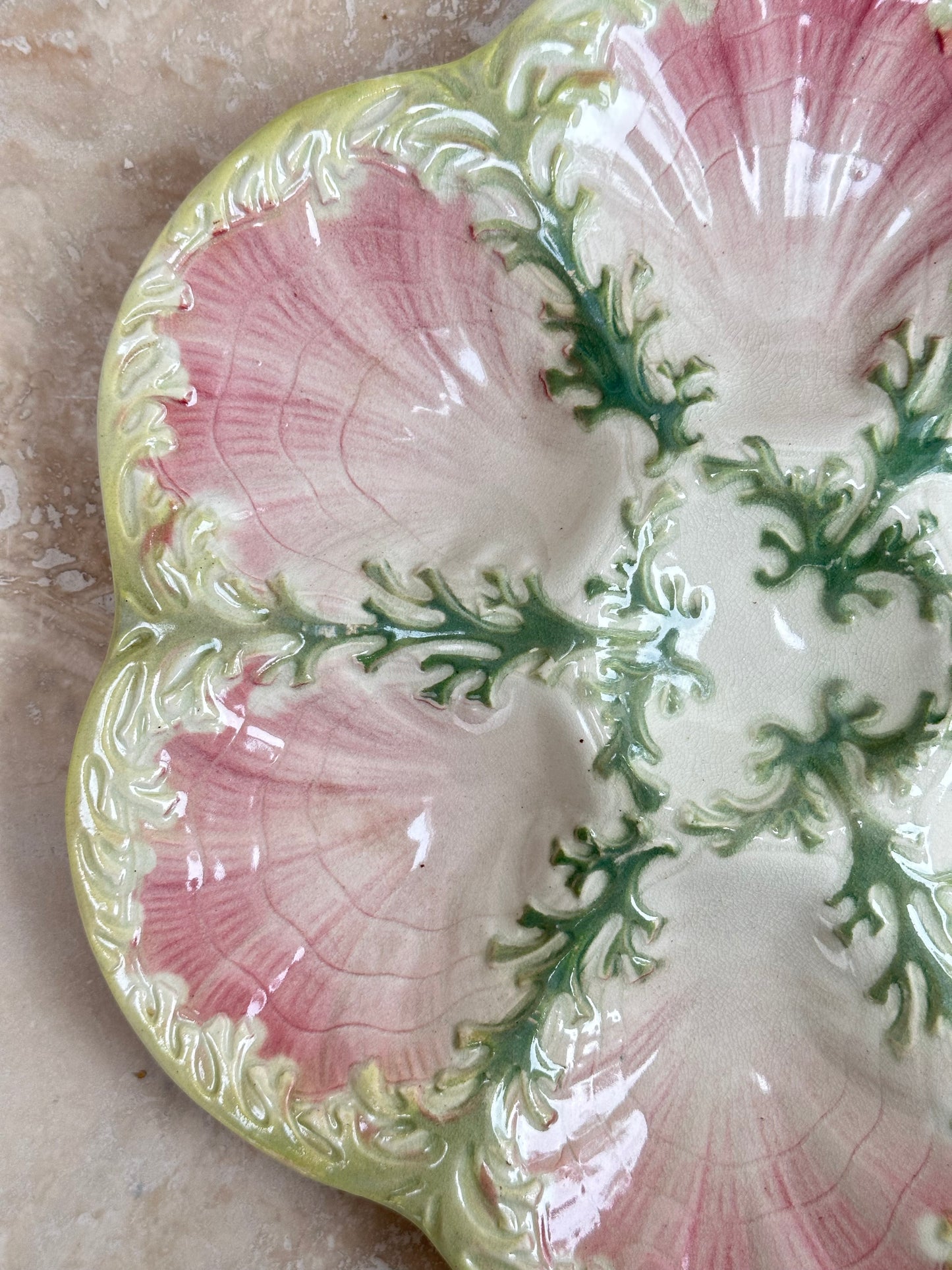 Assiette Algues Vertes et Coquillage Rose