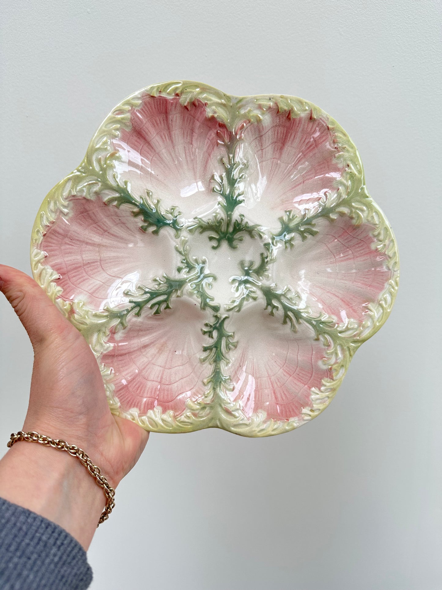 Assiette Algues Vertes et Coquillage Rose