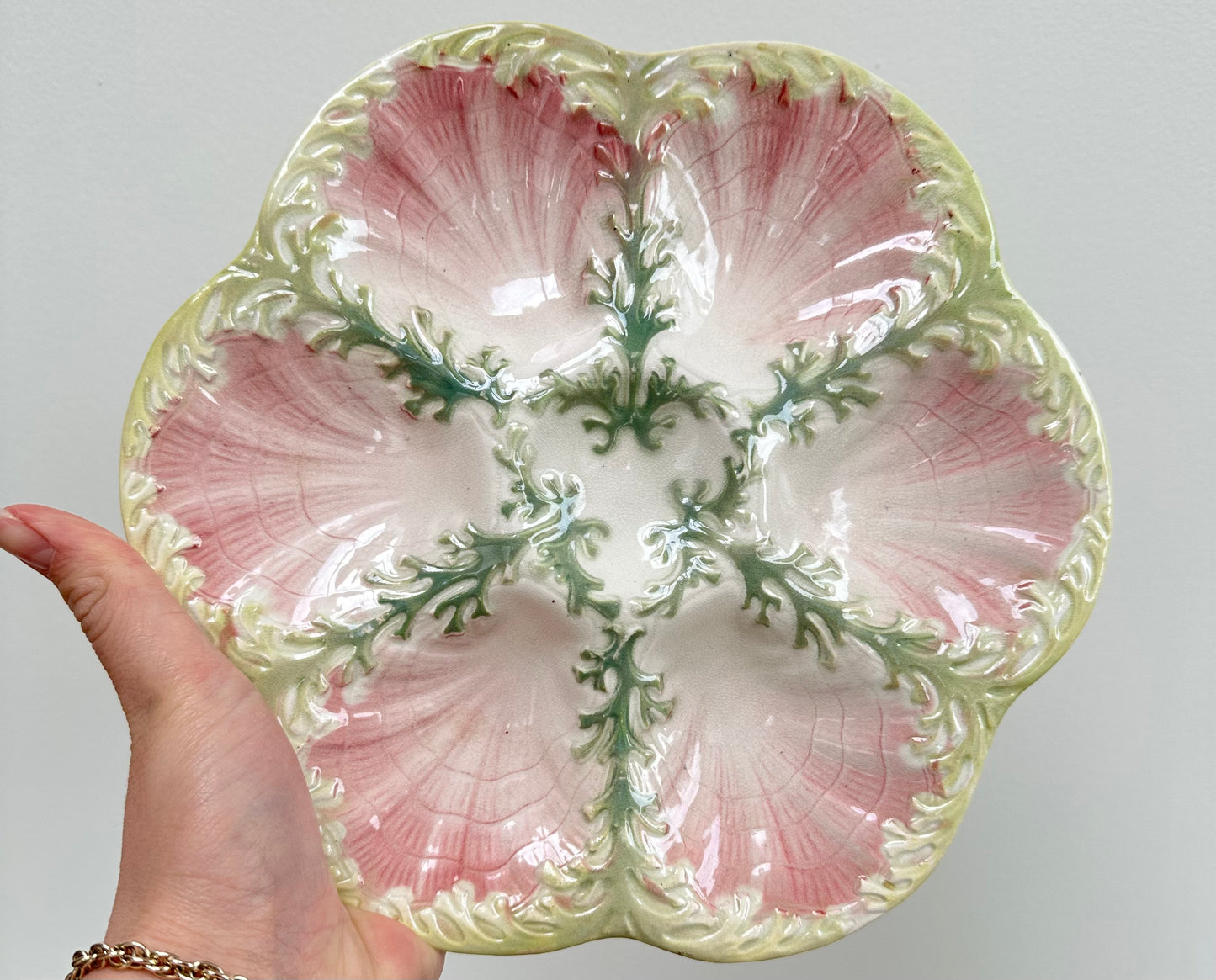 Assiette Algues Vertes et Coquillage Rose