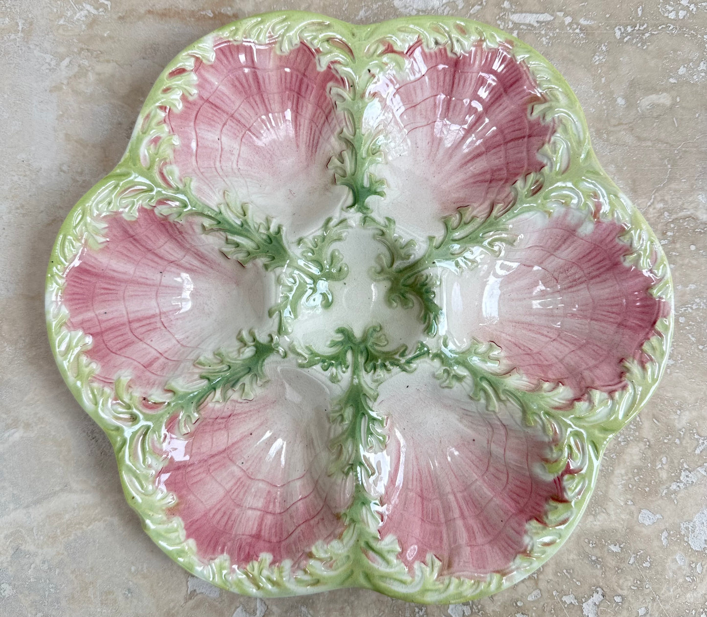 Assiette Algues Vertes et Coquillage Rose