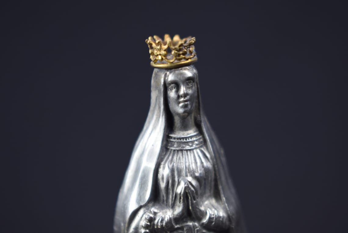 Sterling Silver Virgin Mary Travel Pocket Shrine Vintage Lourdes
