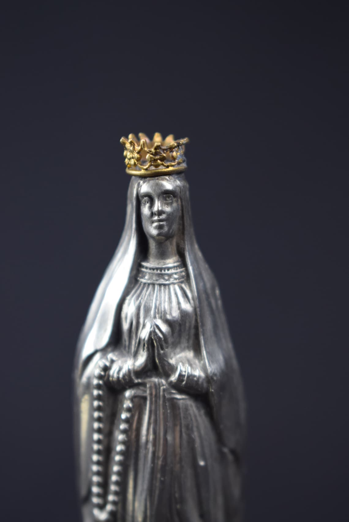 Sterling Silver Virgin Mary Travel Pocket Shrine Vintage Lourdes