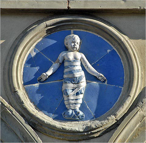 Médaillon Jésus emmailloté d'après Della Robbia