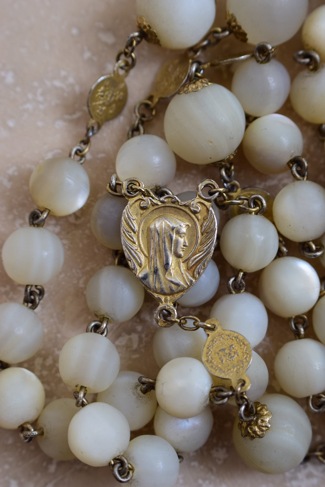 Mother of Pearl and Gold Vintage Rosary