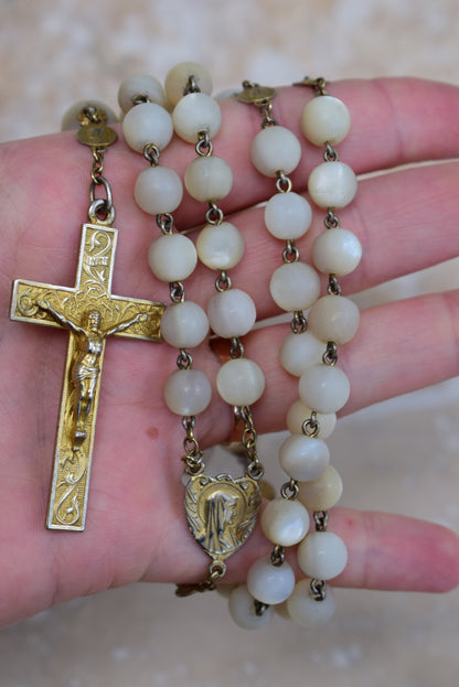 Mother of Pearl and Gold Vintage Rosary