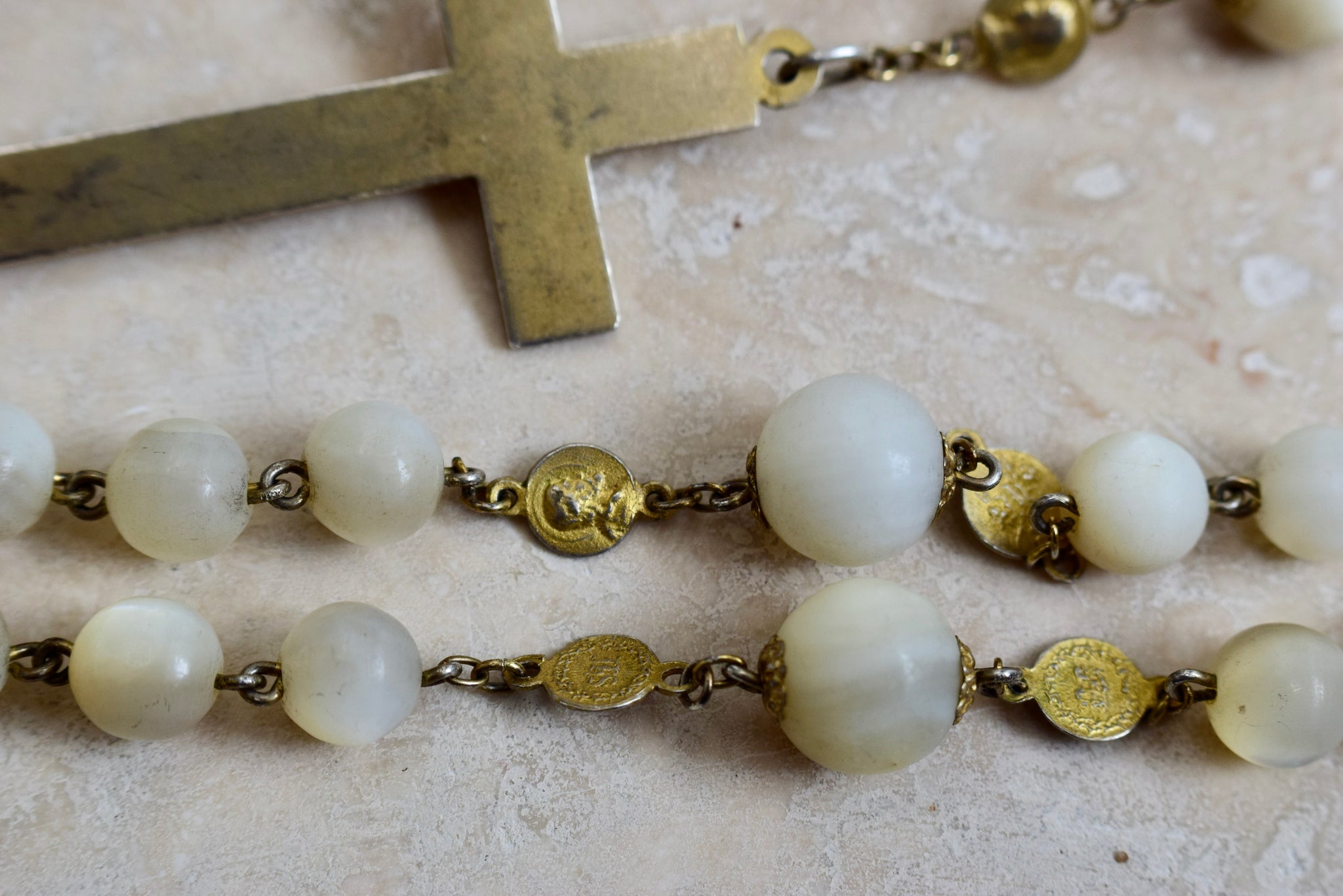 Mother of Pearl and Gold Vintage Rosary