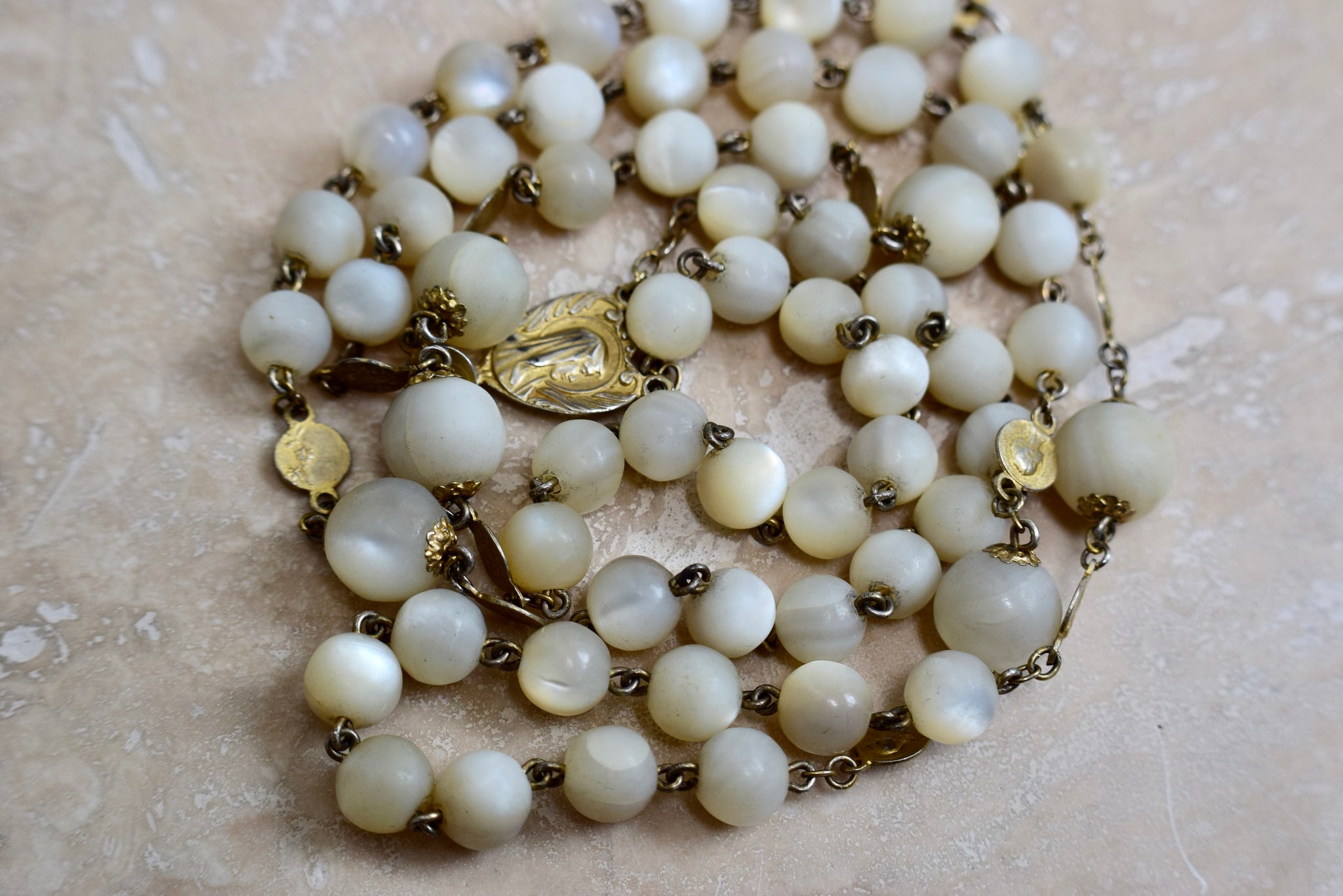 Mother of Pearl and Gold Vintage Rosary