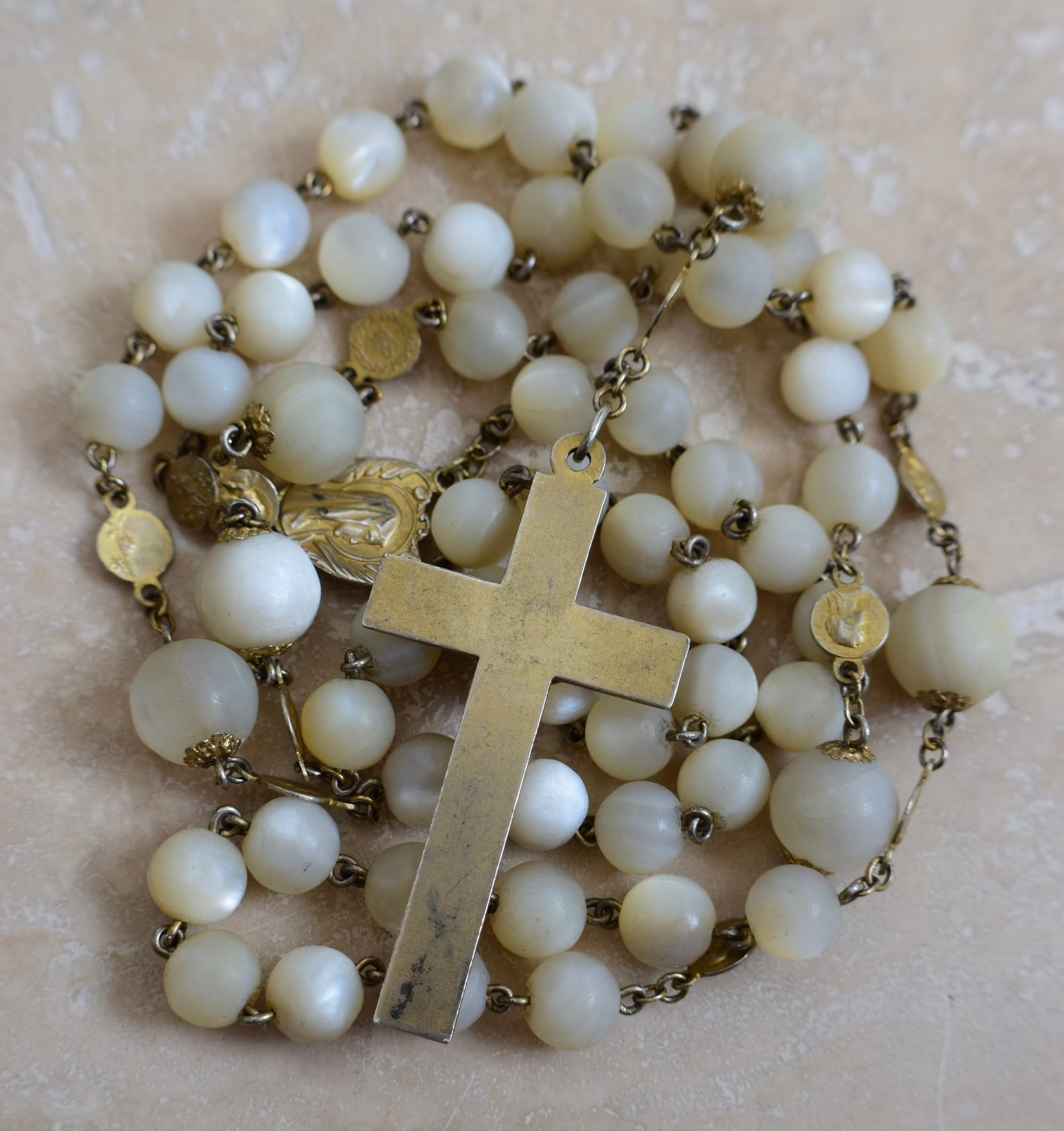 Mother of Pearl and Gold Vintage Rosary